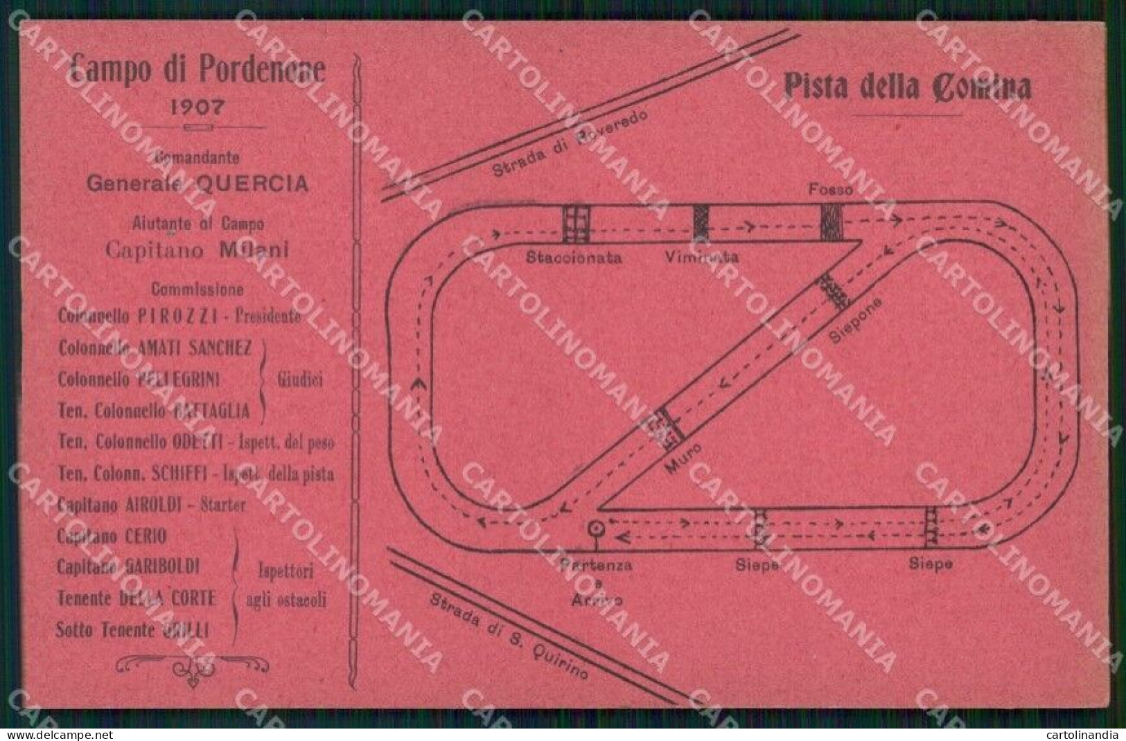 Pordenone Città Campo Di Cavalleria Militare Pista Della Comina Cartolina RT0081 - Pordenone