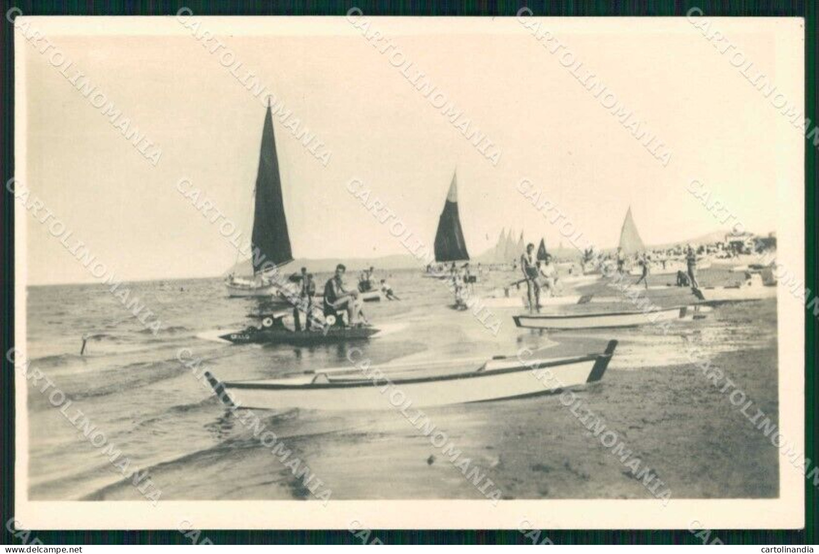 Rimini Riccione Spiaggia Barche A Vela Foto Cartolina RT0659 - Rimini