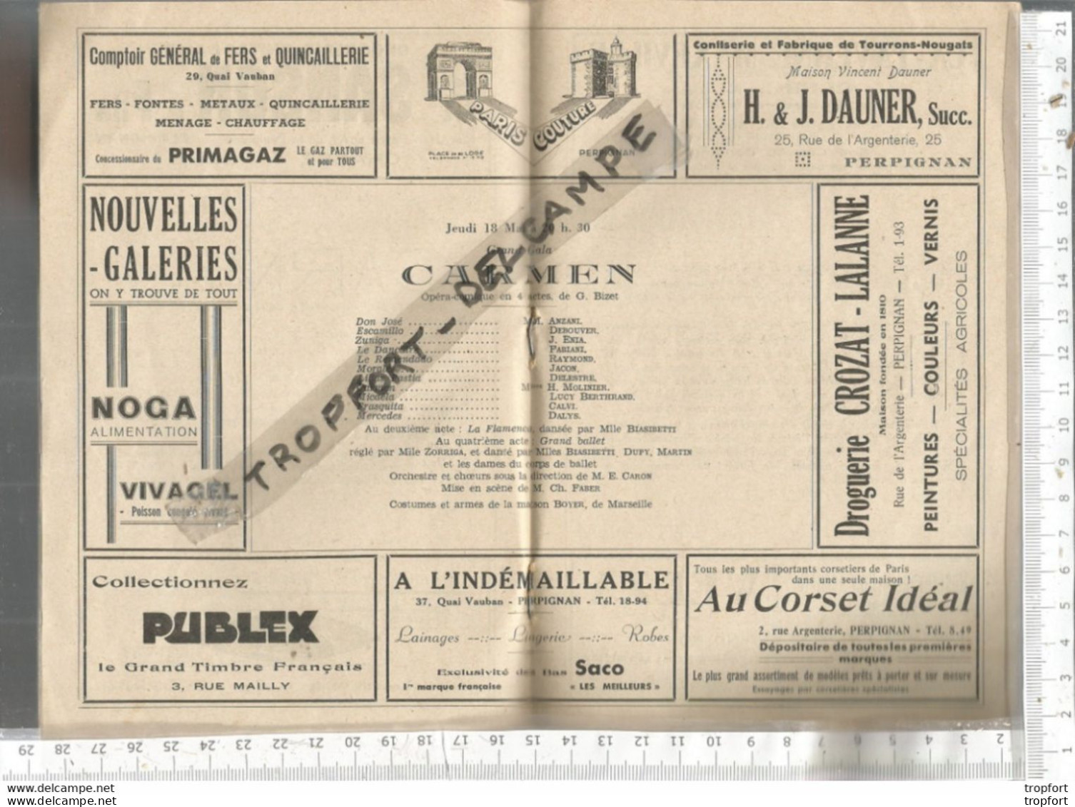 PG / Vintage // Rare PROGRAMME THEATRE DE PERPIGNAN Carmen  Pub SUZE // BIBENDUM MICHELIN PNEU - Programma's