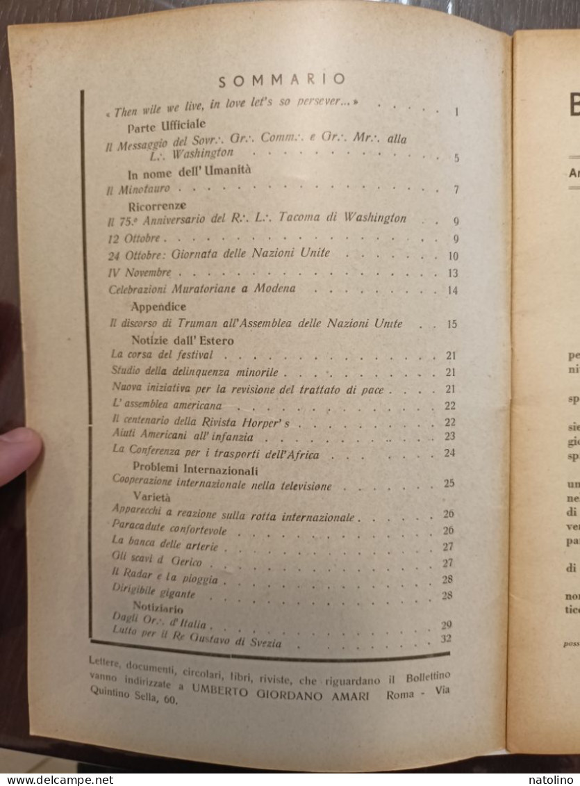 1950 Bollettino Massonico  Rivista Mensile - Otros & Sin Clasificación