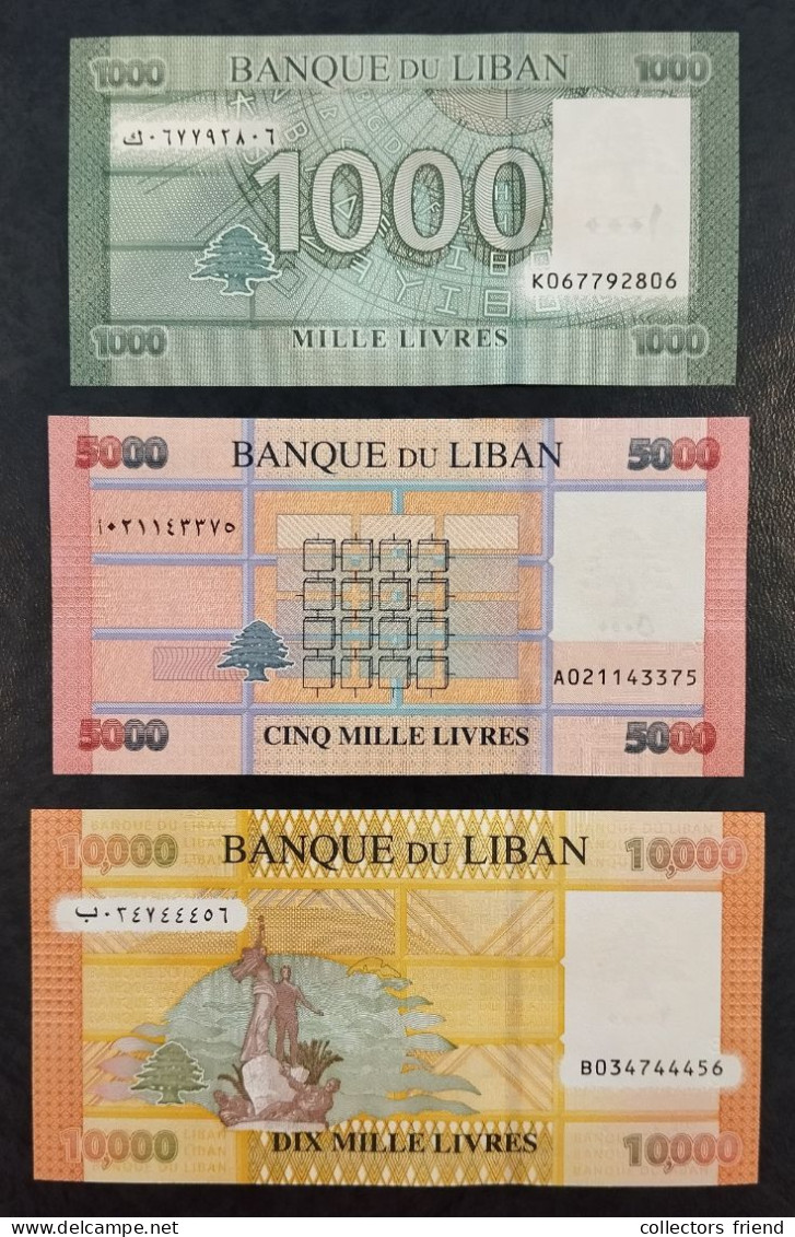 LIBAN LIBANON LEBANON - 1000 (2016) P90c / 5000 (2021) P91c / 10000 (2021) P92 Livres - UNC - Libano