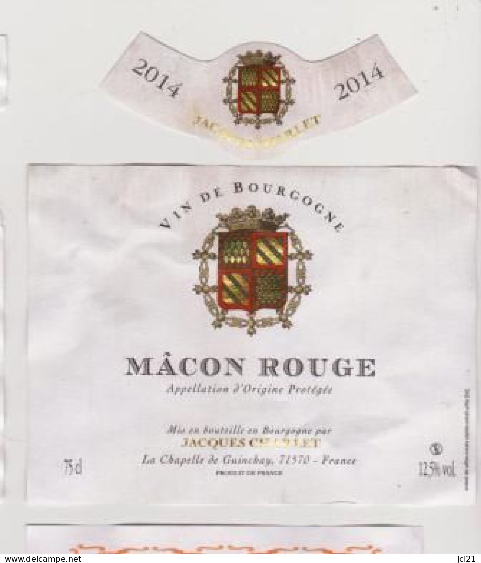 Étiquette Et Millésime " MACON ROUGE 2014 - Jacques Charlet - La Chapelle De Guinchay 71570 " (2733)_ev79 - Bourgogne