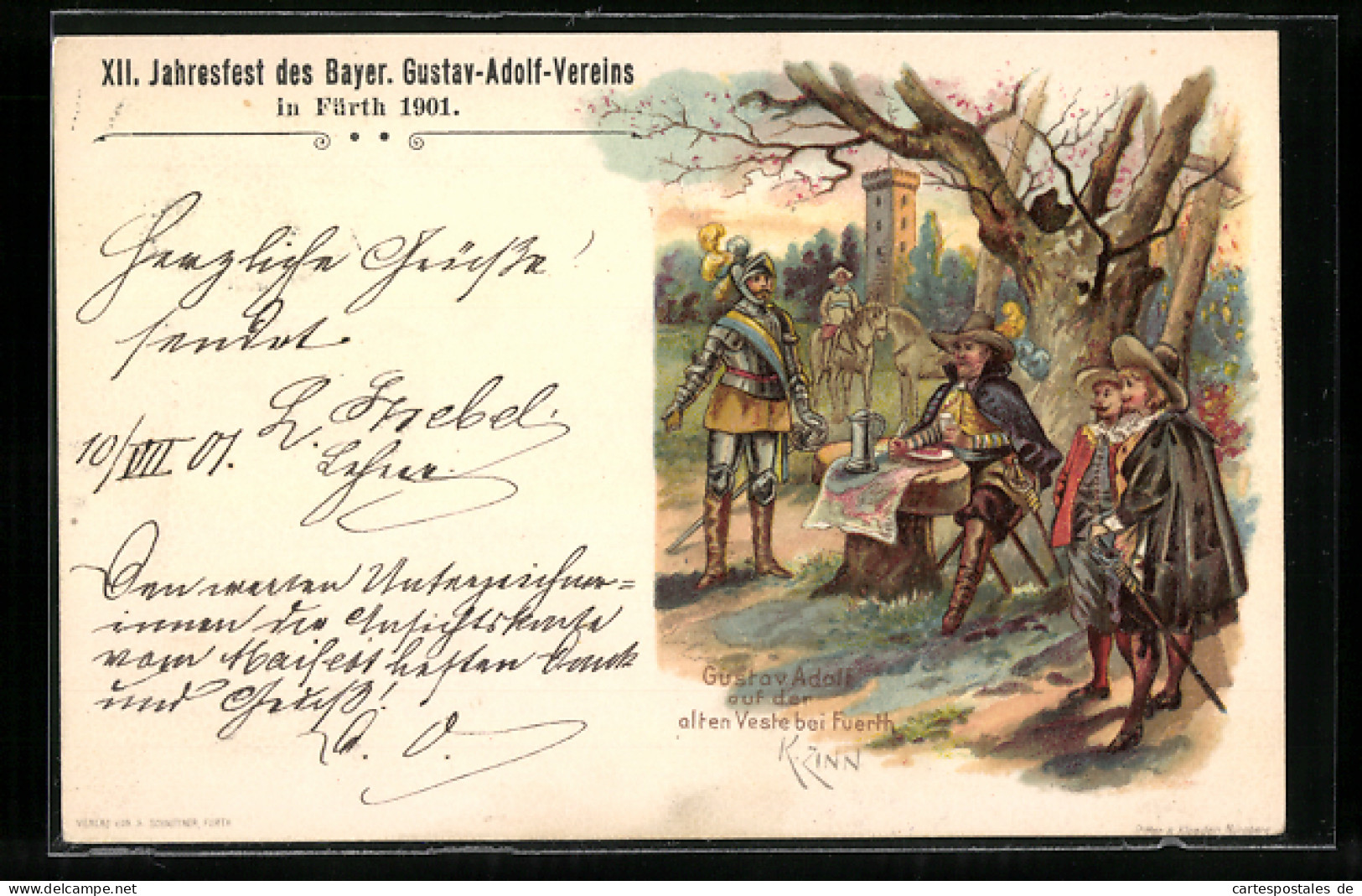 Lithographie Fürth, XII. Jahresfest Des Bayer. Gustav-Adolf-Vereins 1901, Ritter Und Edelmänner  - Fürth