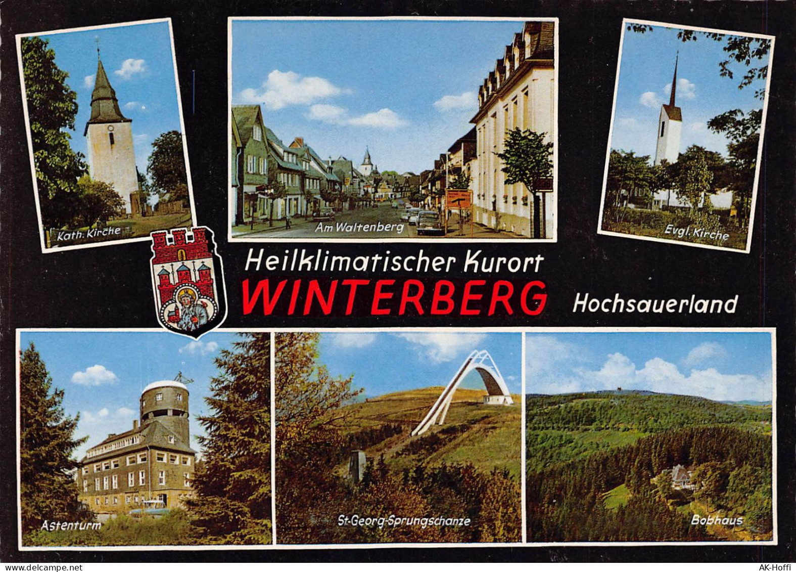 WINTERBERG / Hochsauerland  - Kath. Kirche, Am Waltenberg, Evgl. Kirche, Astenturm, St-Georg-Sprungschanze, Bobhaus - Winterberg