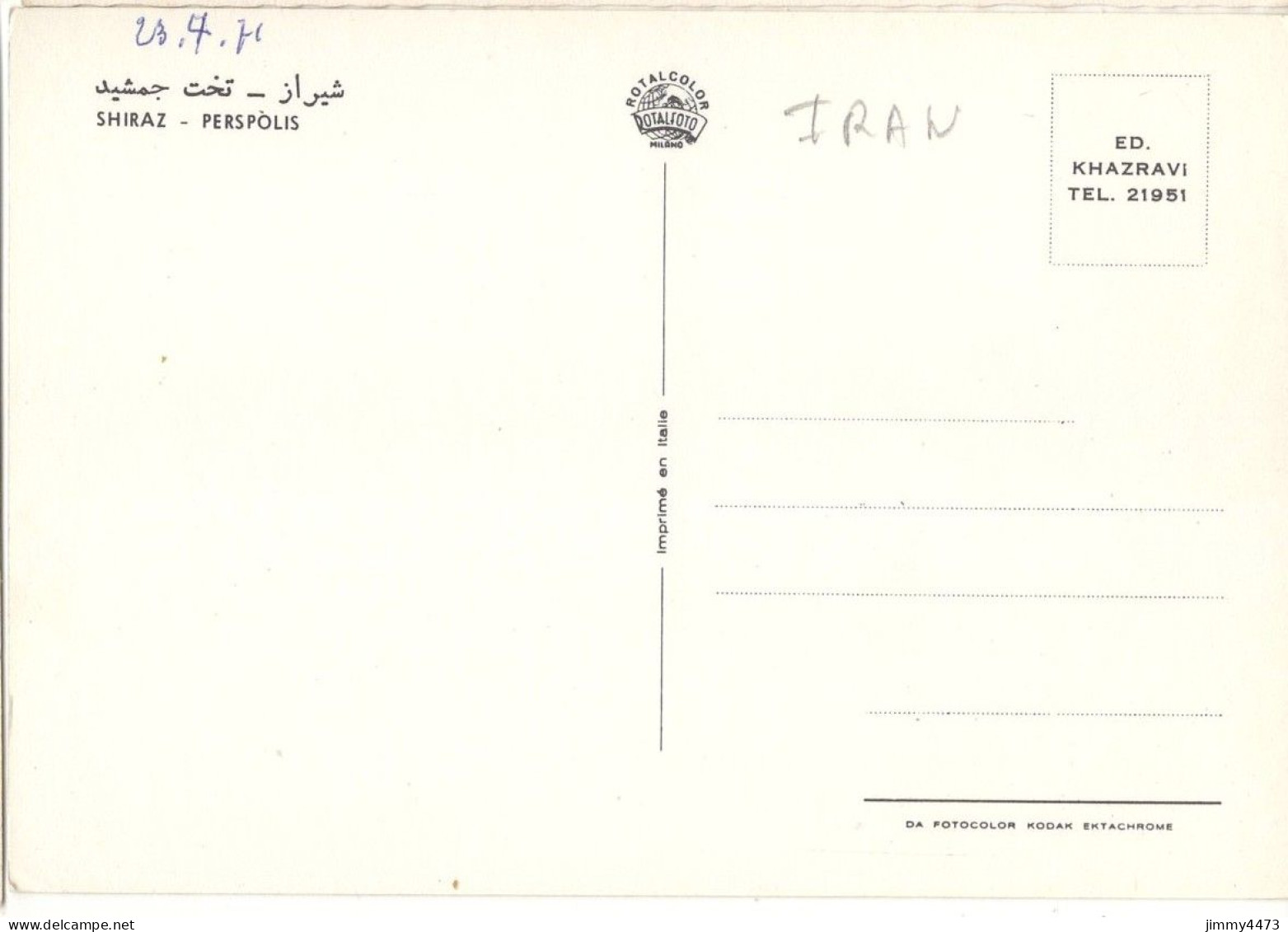 SHIRAZ PERSEPOLIS En 1971 ( IRAN ) Edit. écrite En Arabe - Iran