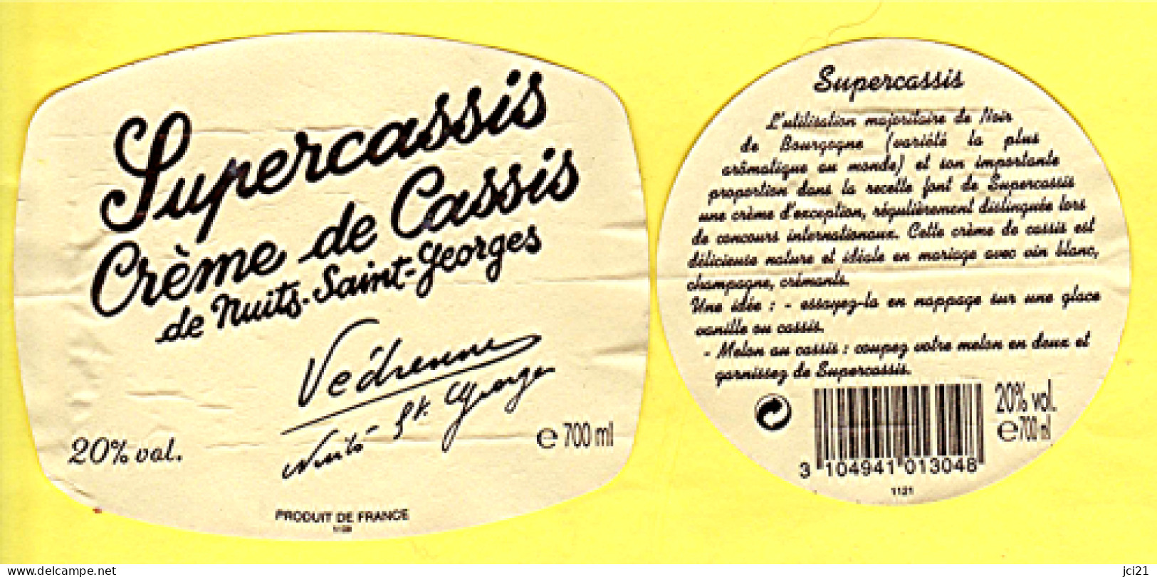 Étiquette " SUPER CASSIS De Nuits-Saint-Georges VEDRENNE " (2740)_ev67 - Altri & Non Classificati