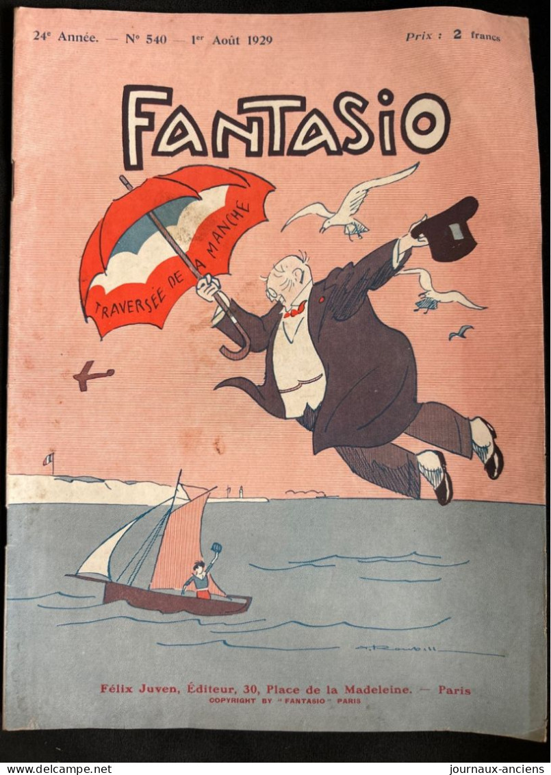 1929 Magazine Gai " FANTASIO "  - TRAVERSÉE DE LA MANCHE - ROUBILLE - TENNIS - NATURISTE - BAISER DU RÈVE - 1900 - 1949