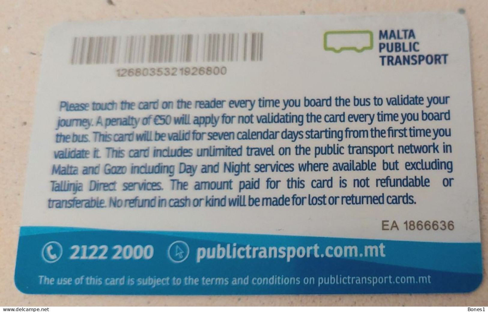 Malta  Unlimited Travel - 7 Days Bus Ticket  2024 Plastic Card - Europe