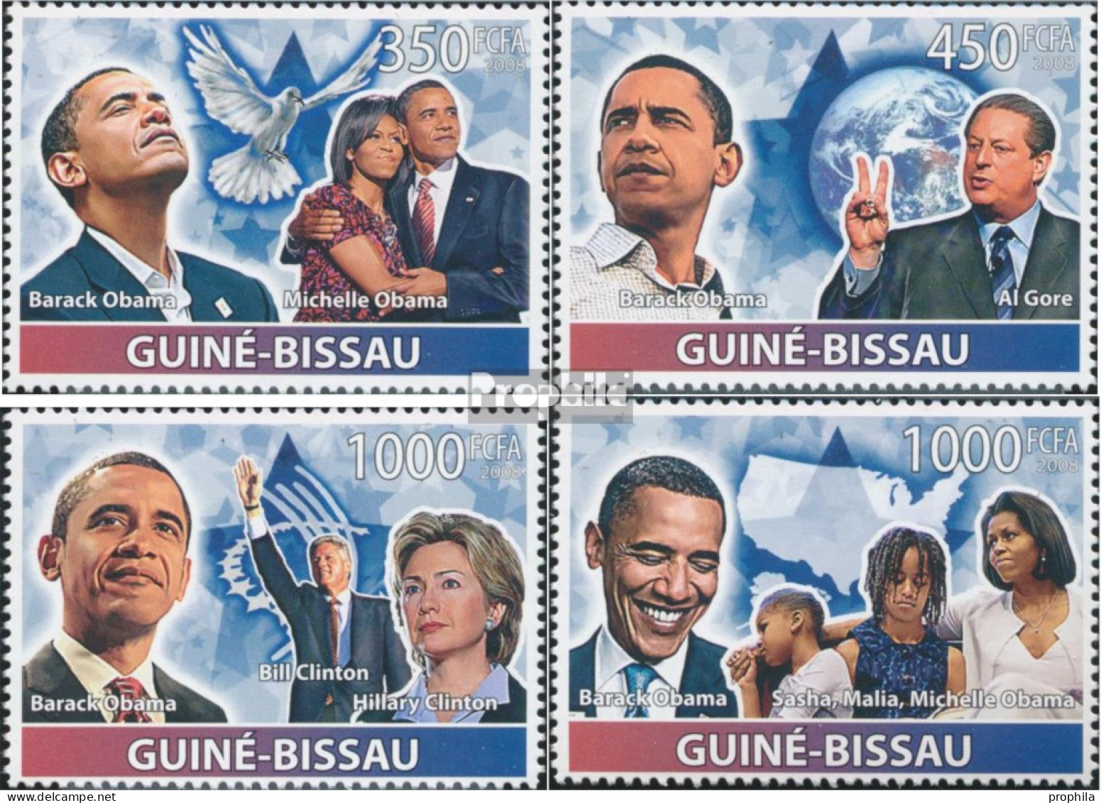 Guinea-Bissau 4007-4010 (kompl. Ausgabe) Postfrisch 2008 Präsident Barack Obama - Guinea-Bissau