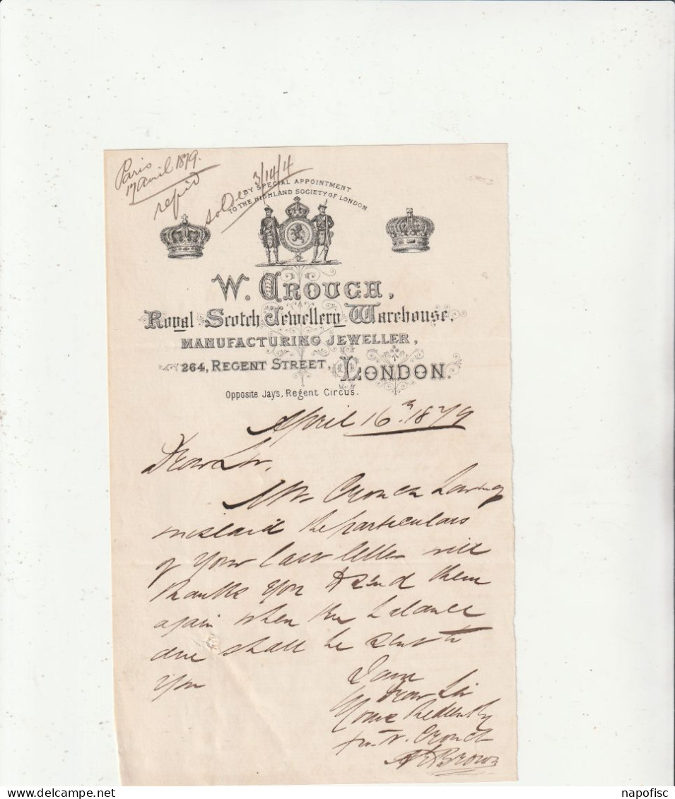 98-W.Crouch...Royal Scotch Jewellery Jewellery Warehouse...Manufacturing Jeweller..London...(U.K) ...1874 - Reino Unido