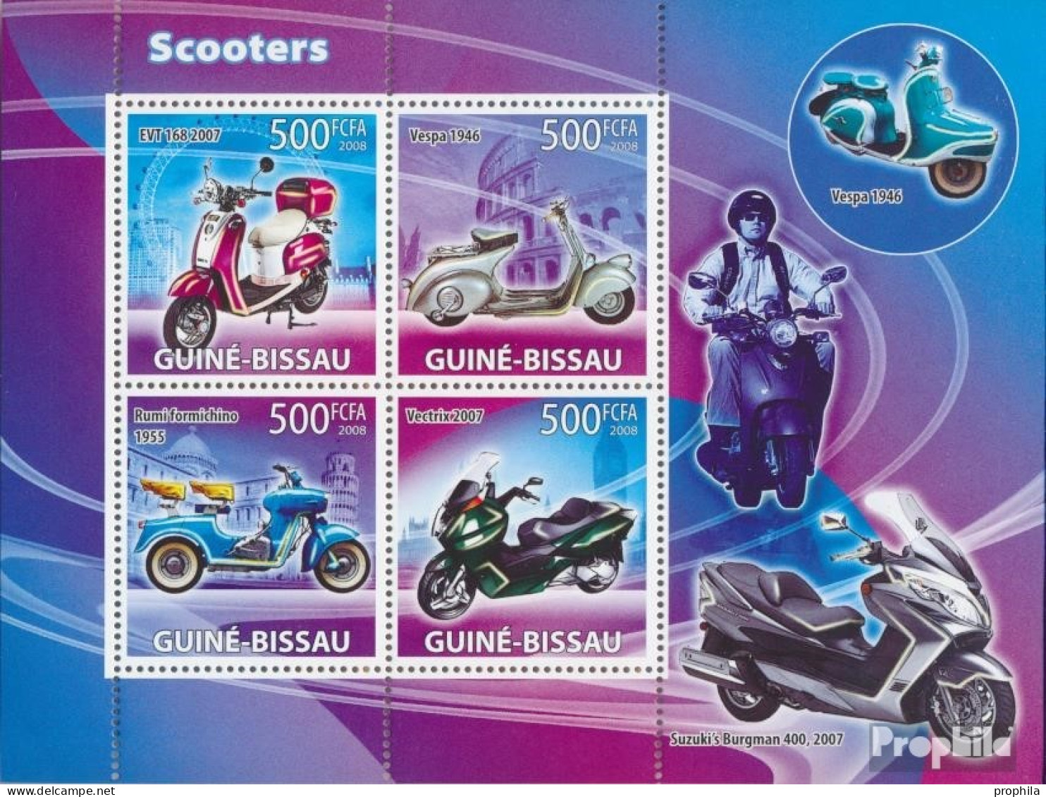 Guinea-Bissau 3889-3892 Kleinbogen (kompl. Ausgabe) Postfrisch 2008 Motorroller - Guinea-Bissau