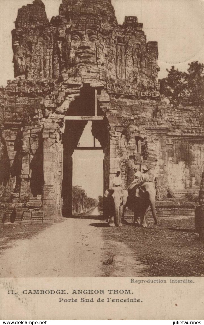 CAMBODGE ANGKOR THOM PORTE SUD DE L ENCEINTEN CPA BON ETAT - Cambodia