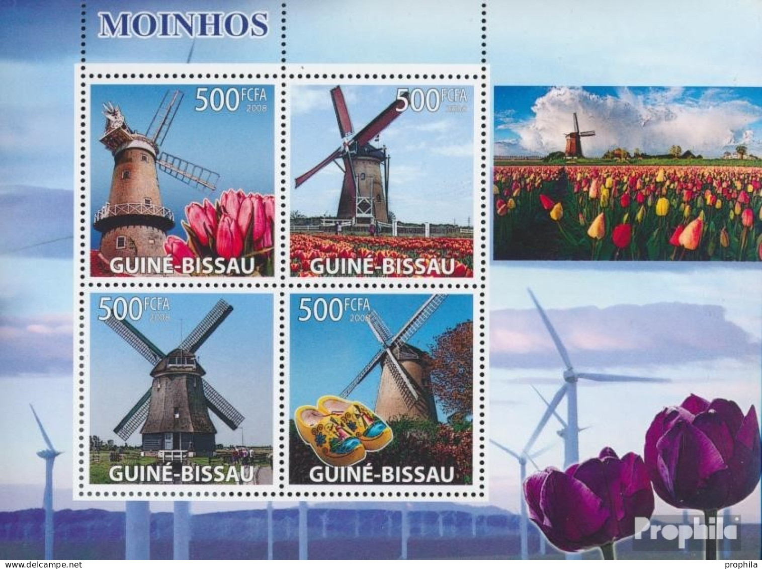 Guinea-Bissau 3884-3887 Kleinbogen (kompl. Ausgabe) Postfrisch 2008 Windmühlen, Tulpen - Guinea-Bissau