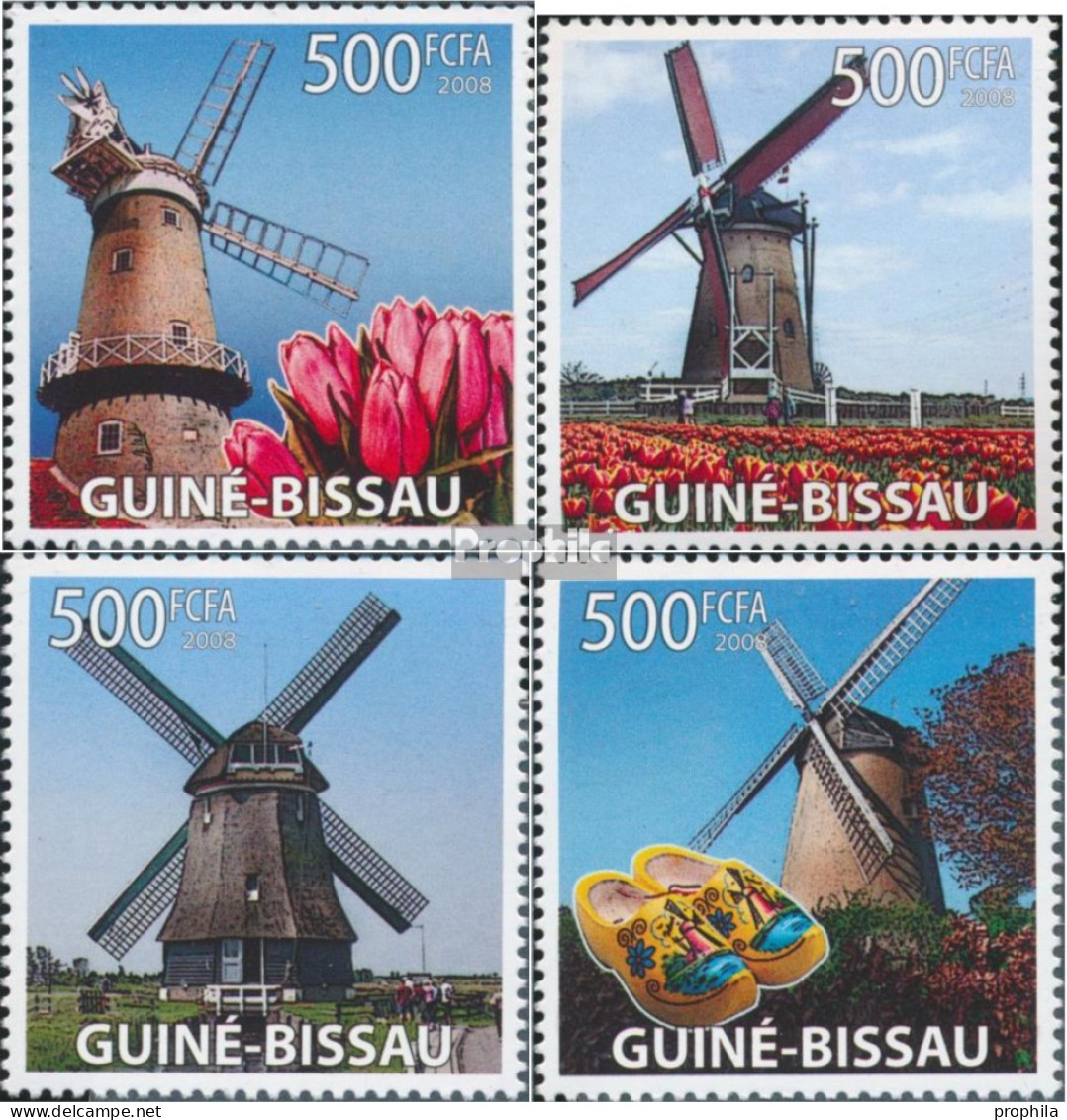 Guinea-Bissau 3884-3887 (kompl. Ausgabe) Postfrisch 2008 Windmühlen, Tulpen - Guinée-Bissau