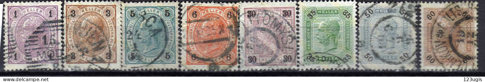 Österreich 1901 Mi 84; 86-88; 92-93; 95-96 B, Gestempelt, Zähnung 13 : 13 1/2 [200424XIV] - Oblitérés