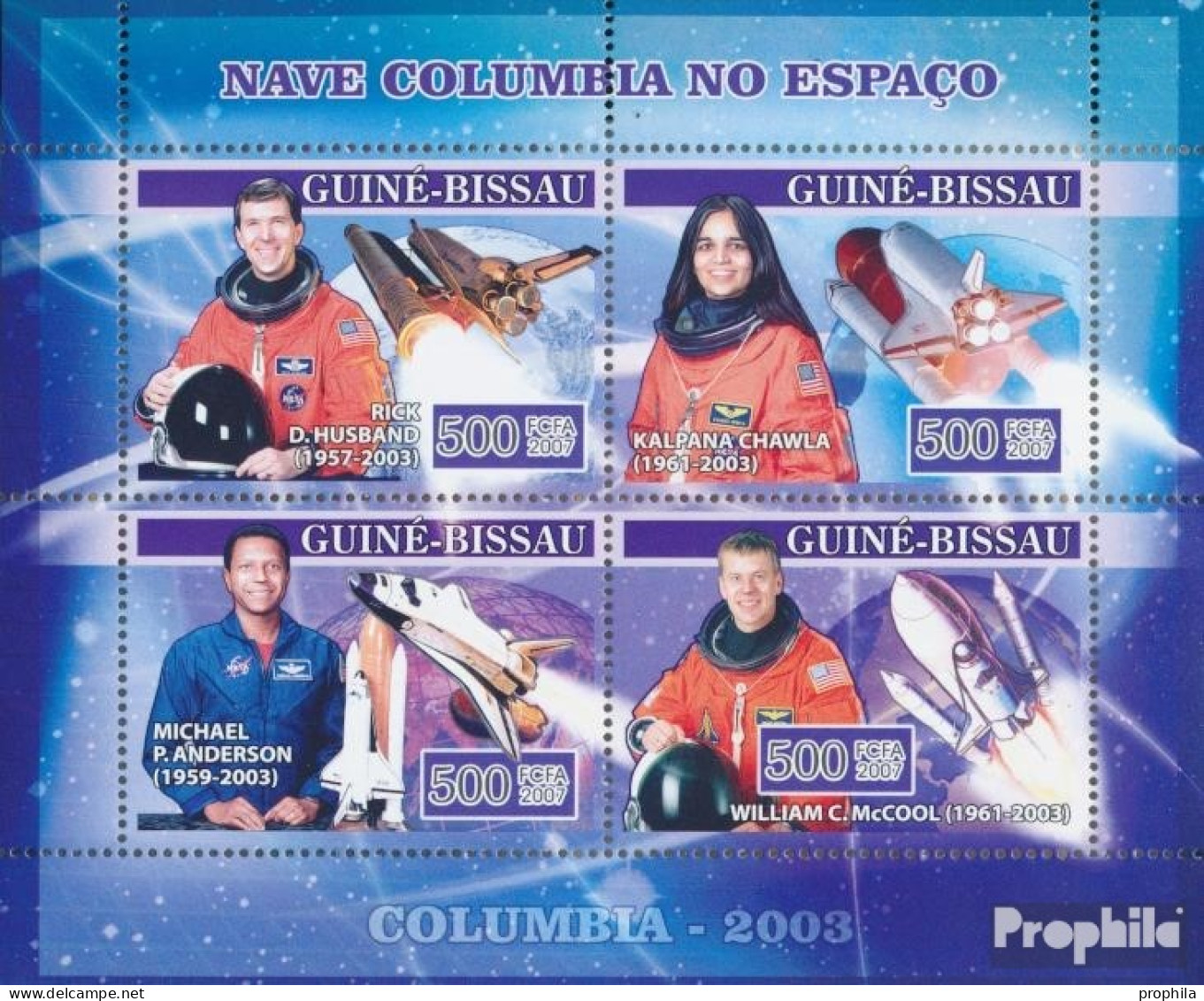 Guinea-Bissau 3530-3533 Kleinbogen (kompl. Ausgabe) Postfrisch 2007 Space Shuttle Columbia - Guinea-Bissau