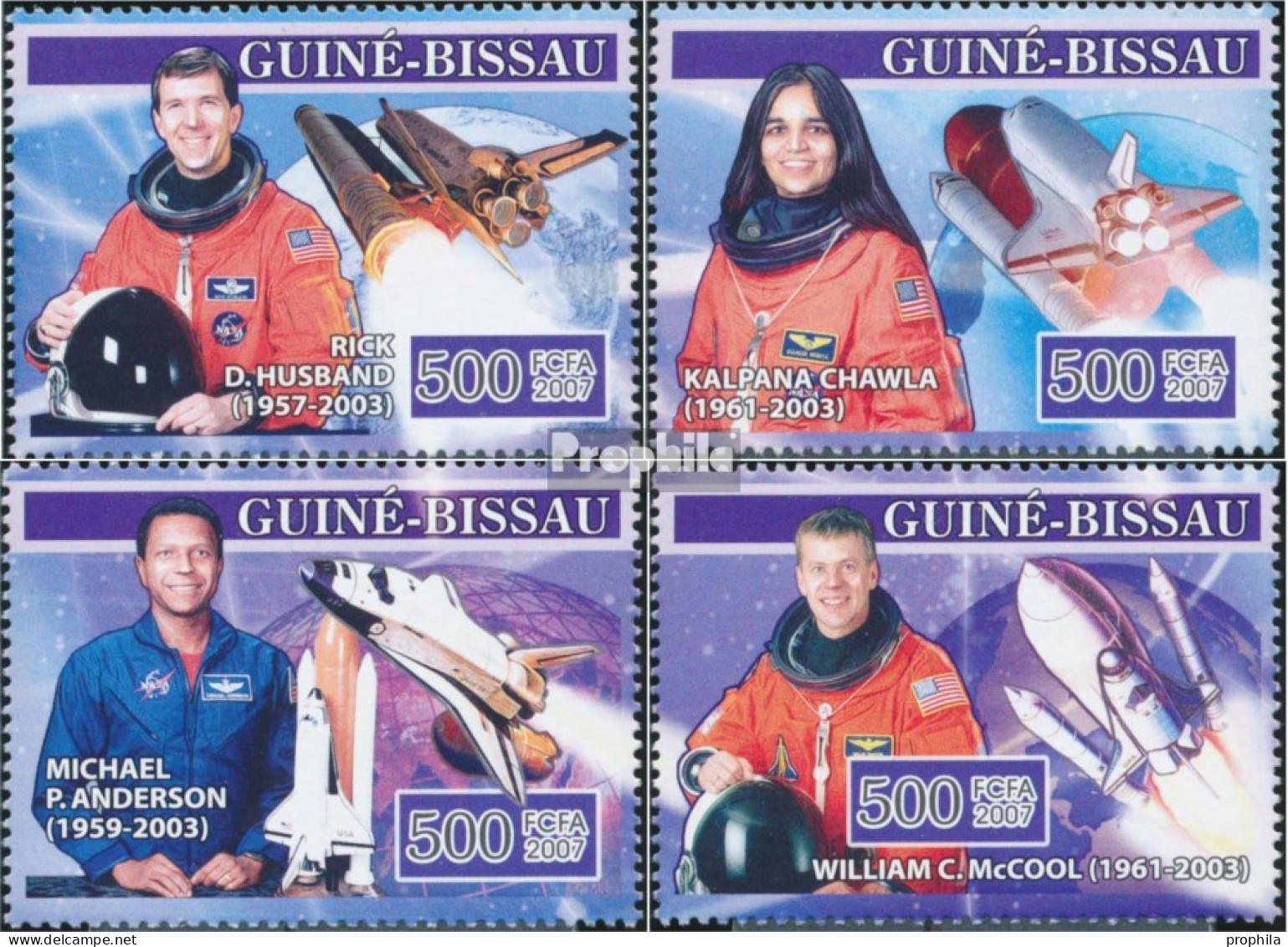 Guinea-Bissau 3530-3533 (kompl. Ausgabe) Postfrisch 2007 Space Shuttle Columbia - Guinea-Bissau