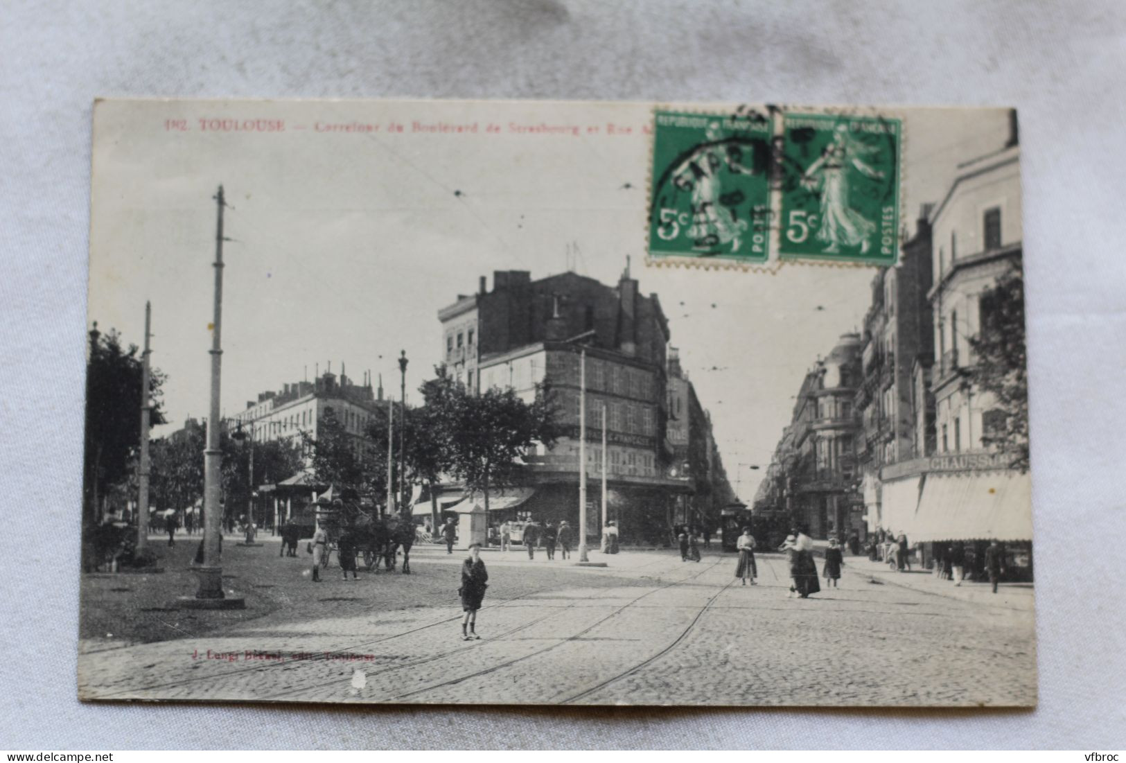 N429, Cpa 1913, Toulouse, Carrefour Du Boulevard De Strasbourg Et Rue Alsace Lorraine, Haute Garonne 31 - Toulouse