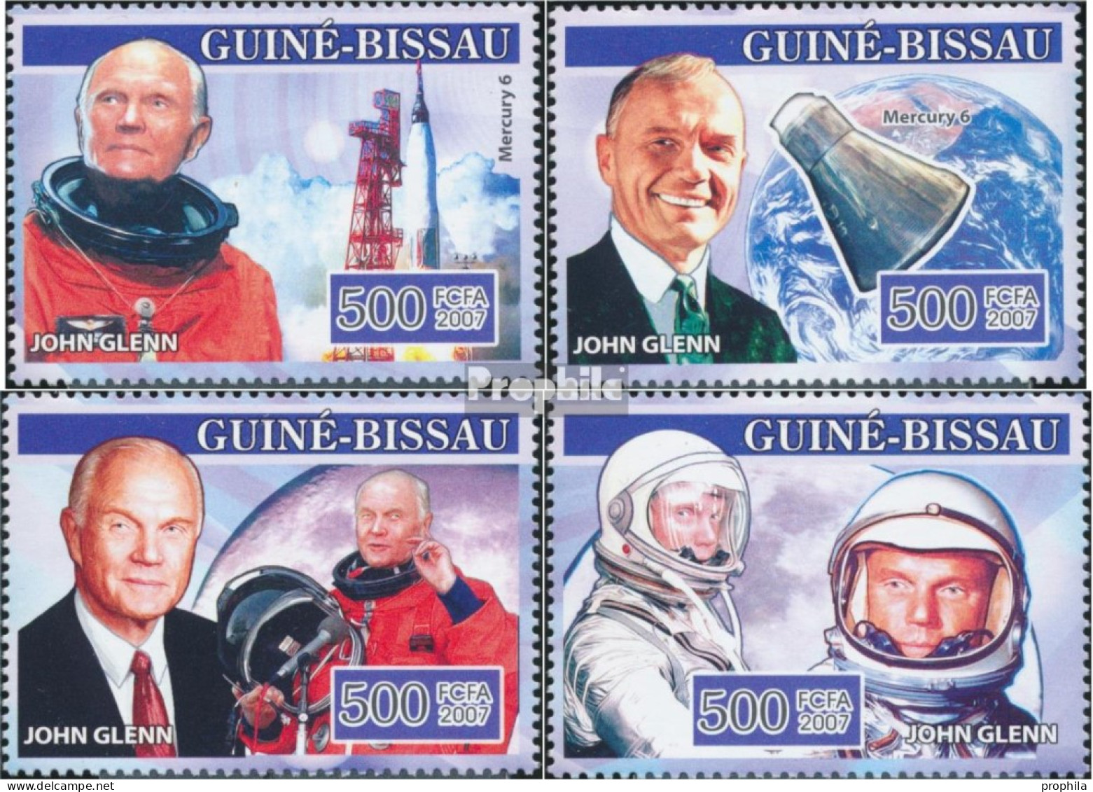 Guinea-Bissau 3526-3529 (kompl. Ausgabe) Postfrisch 2007 Weltraum John Glenn - Guinée-Bissau