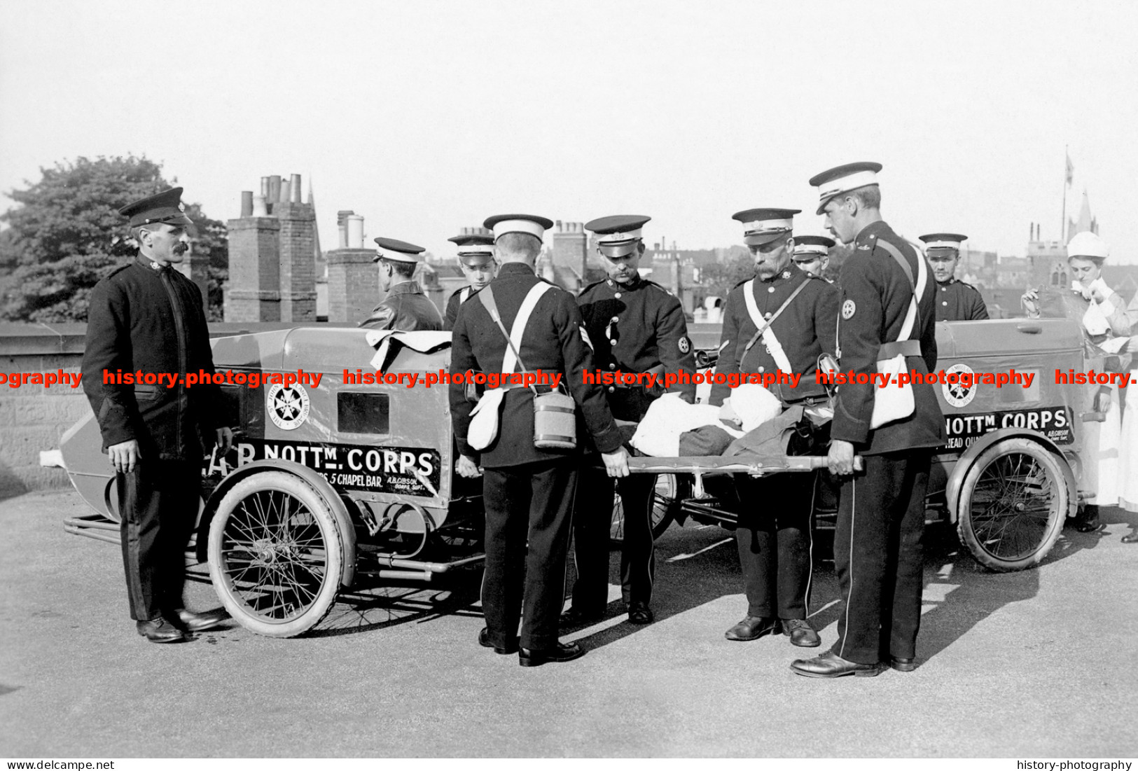 F014991 Motorcycle Ambulances. St Johns Ambulance Brigade Nottingham Corps. 1916 - REPRODUCTION - Other & Unclassified