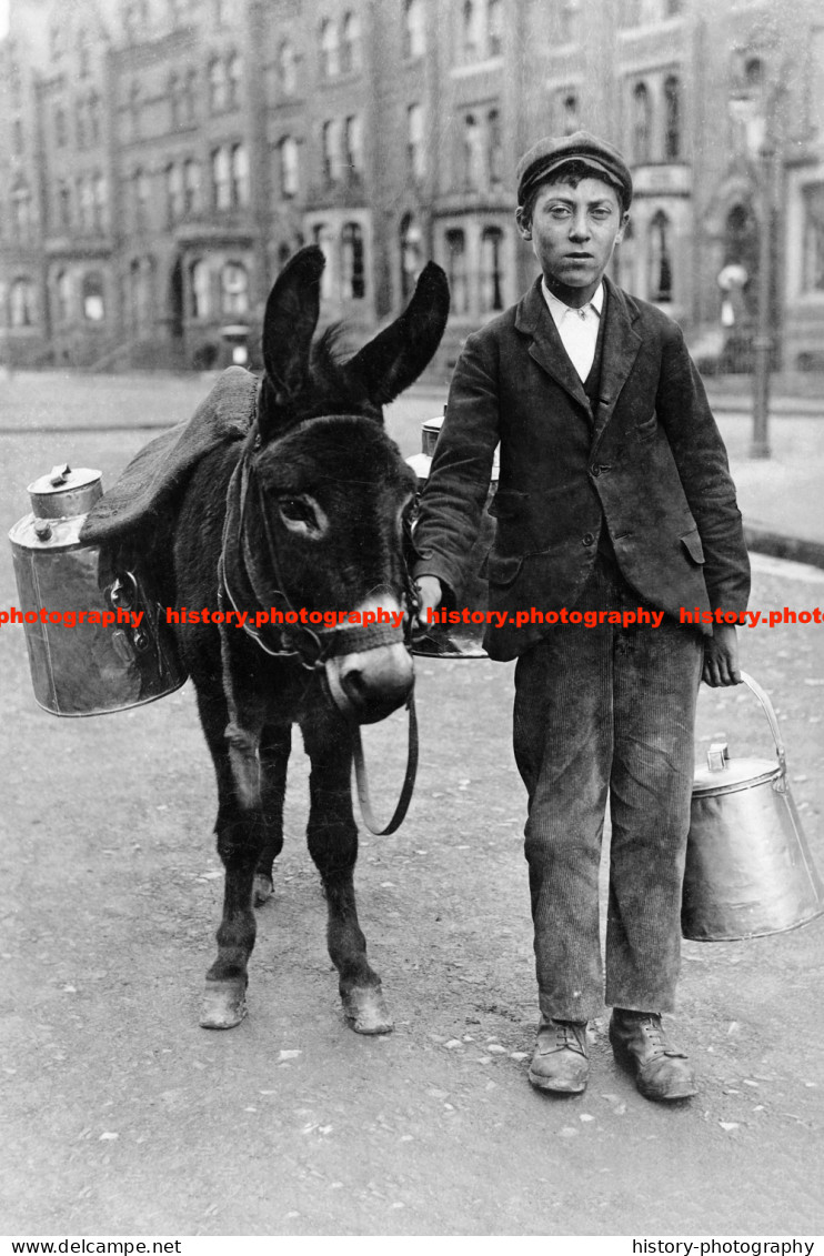 F015792 Milk Seller And His Donkey. Whitby. Yorkshire. 1912 - REPRODUCTION - Other & Unclassified