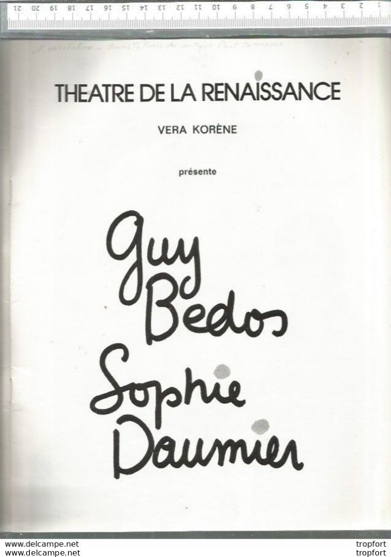 Old Newspaper / French Comic Star Program / Programme Guy BEDOS Sophie DAUMIER Théâtre Renaissance - Programme