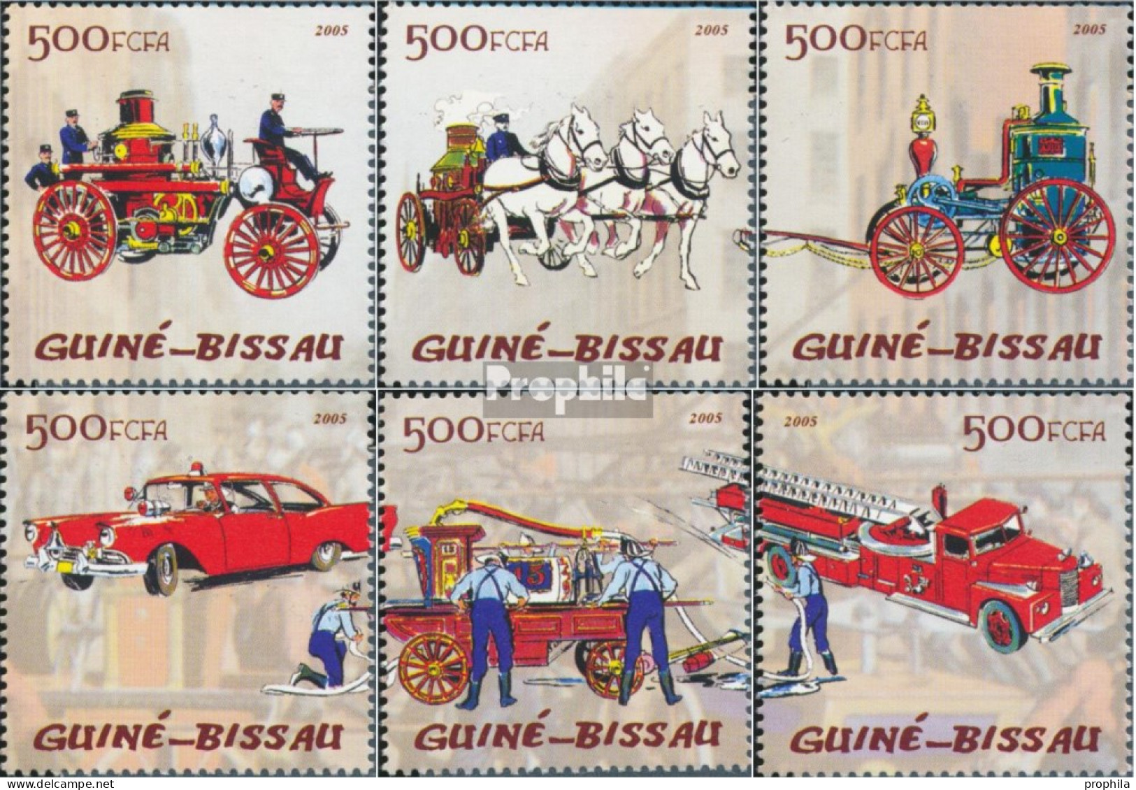 Guinea-Bissau 2909-2914 (kompl. Ausgabe) Postfrisch 2005 Feuerwehrautos - Guinée-Bissau