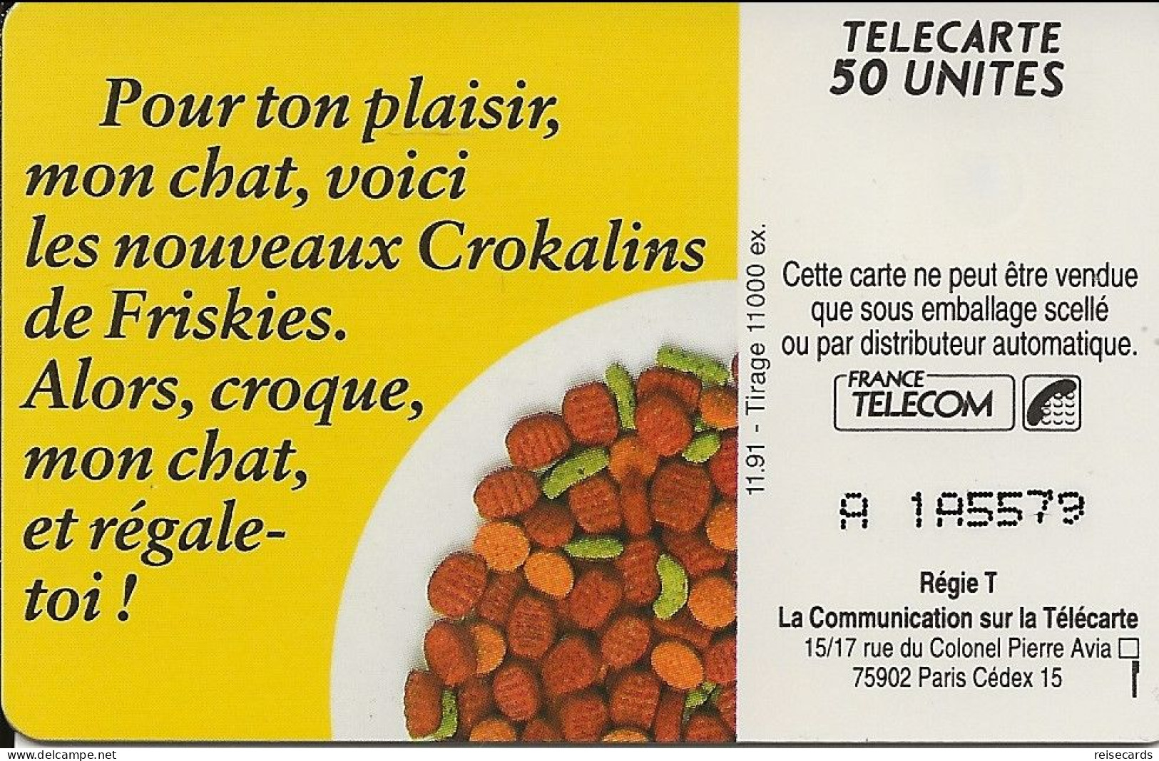 France: France Telecom 11/91 En216 Friskies. Mint - 1991