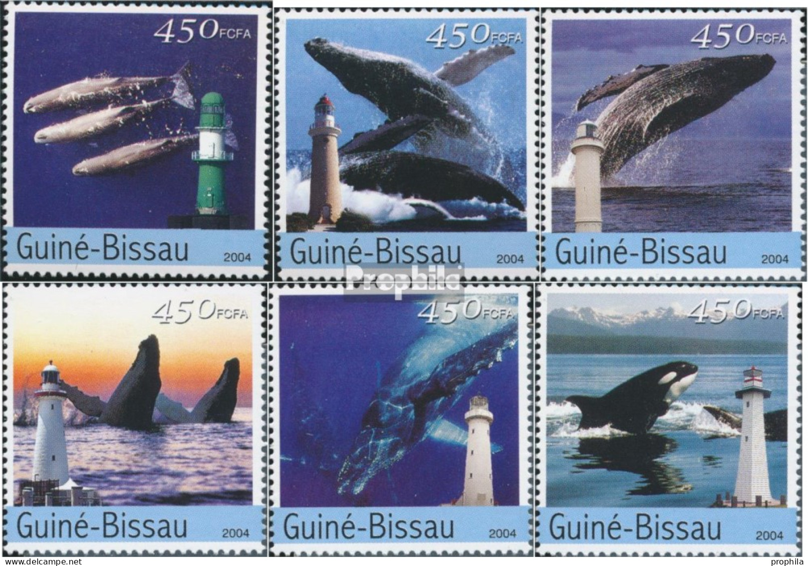 Guinea-Bissau 2788-2793 (kompl. Ausgabe) Postfrisch 2004 Wale Und Leuchttürme - Guinée-Bissau