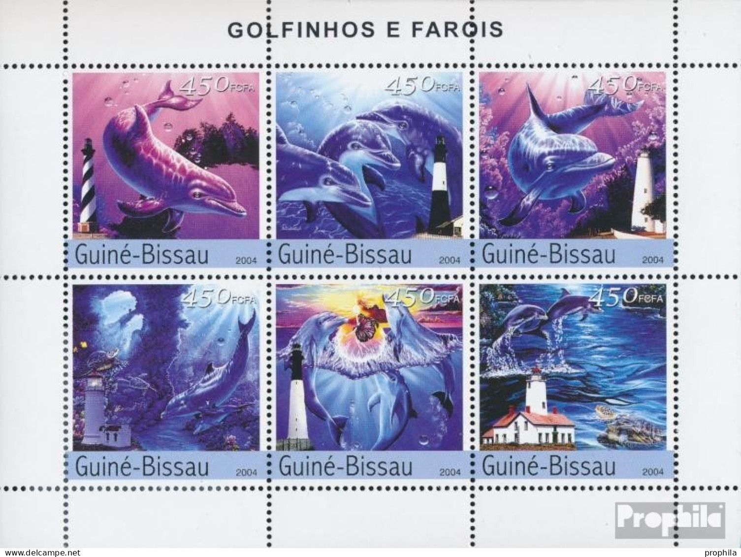 Guinea-Bissau 2782-2787 Kleinbogen (kompl. Ausgabe) Postfrisch 2004 Delfine Und Leuchttürme - Guinée-Bissau