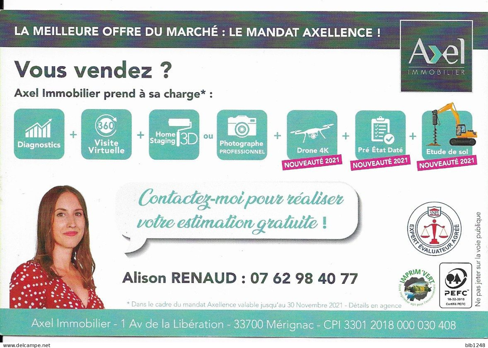 [33] Gironde > Merignac La Vieille Eglise Dessin Carte Publicitaire - Merignac