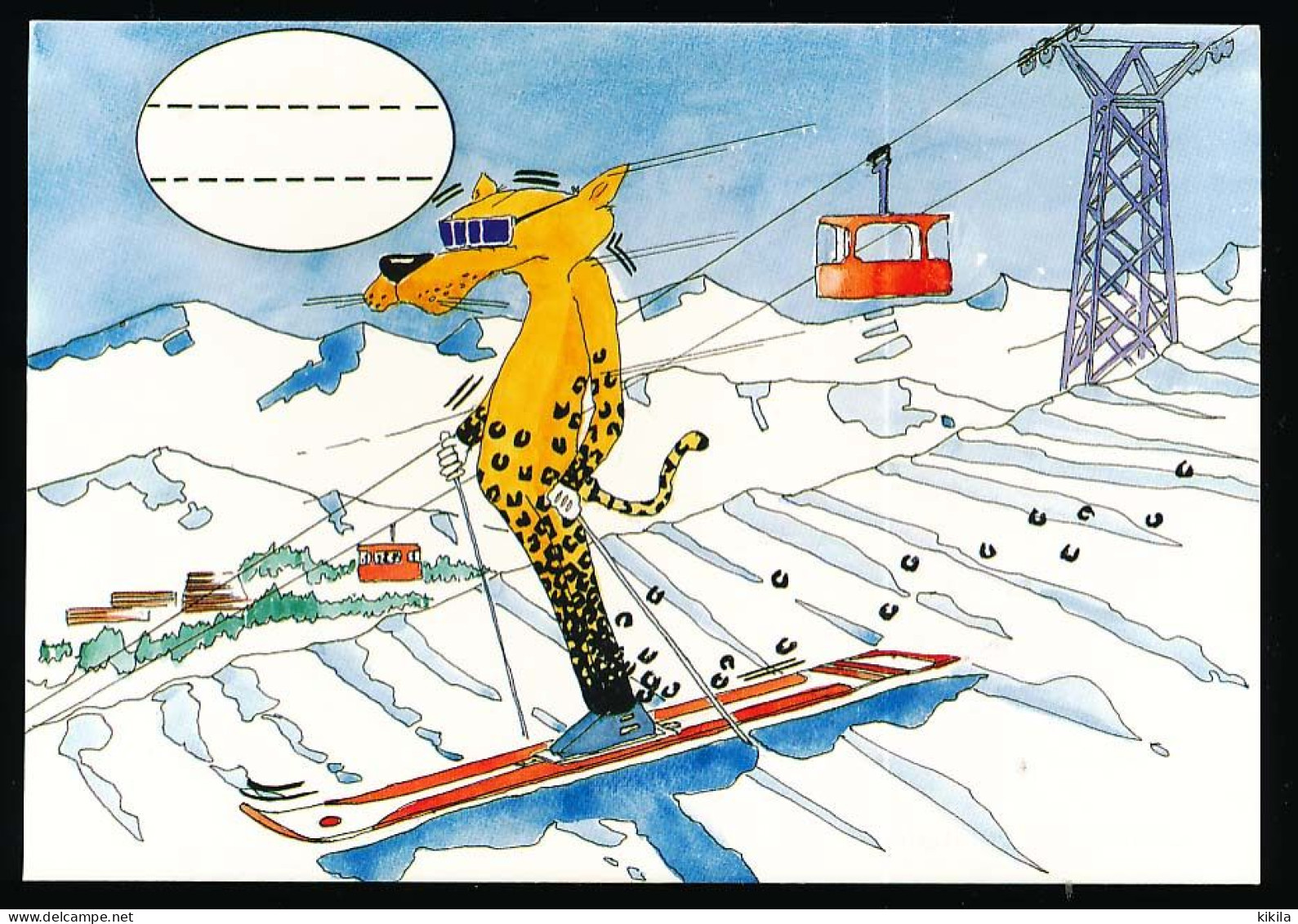 CPSM / CPM 10.5 X 15  Imaginez Votre Gag - Worstellen Ihren Scherz Collection Humoristique Léopard Ski Téléphérique - Contemporain (à Partir De 1950)