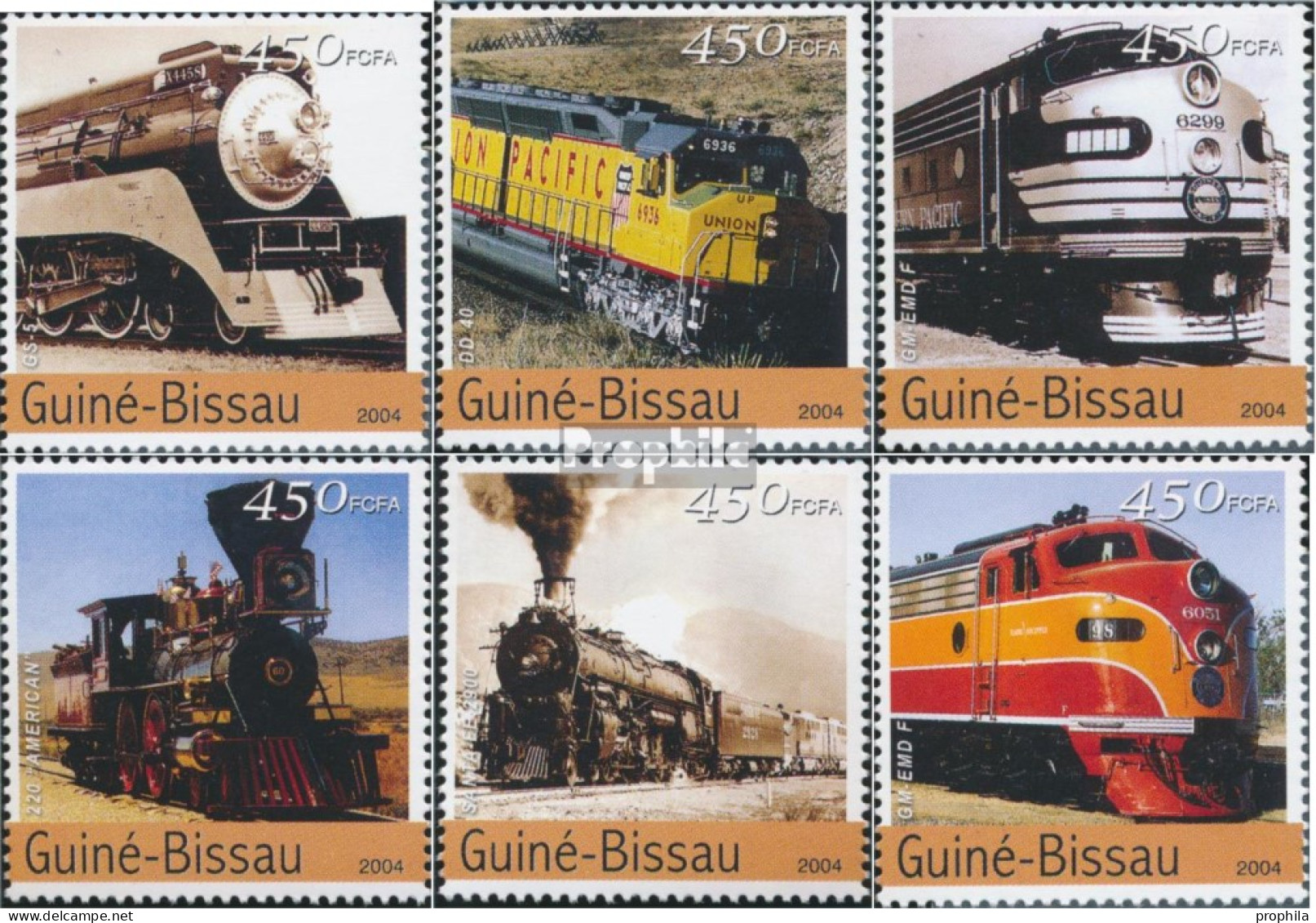 Guinea-Bissau 2747-2752 (kompl. Ausgabe) Postfrisch 2004 Lokomotiven Aus Aller Welt - Guinée-Bissau