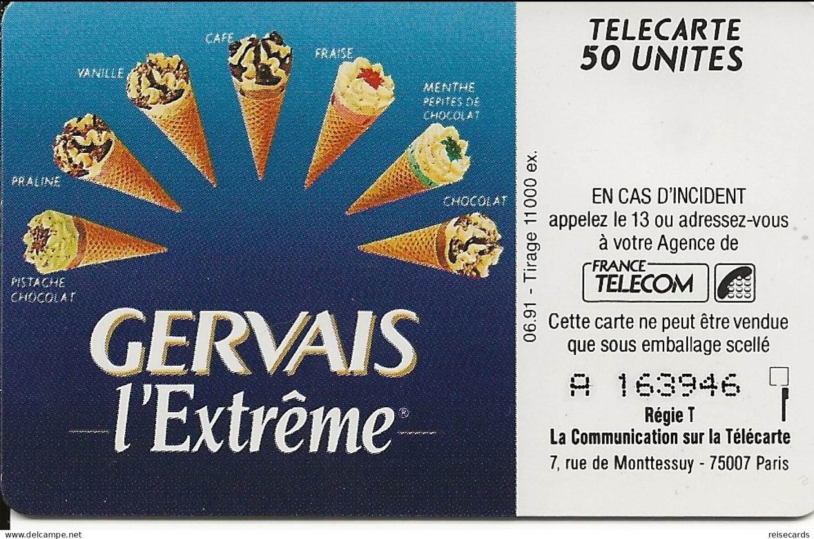 France: France Telecom 06/91 En150 Gervais L'Extrême (Nestlé). Mint - 1991