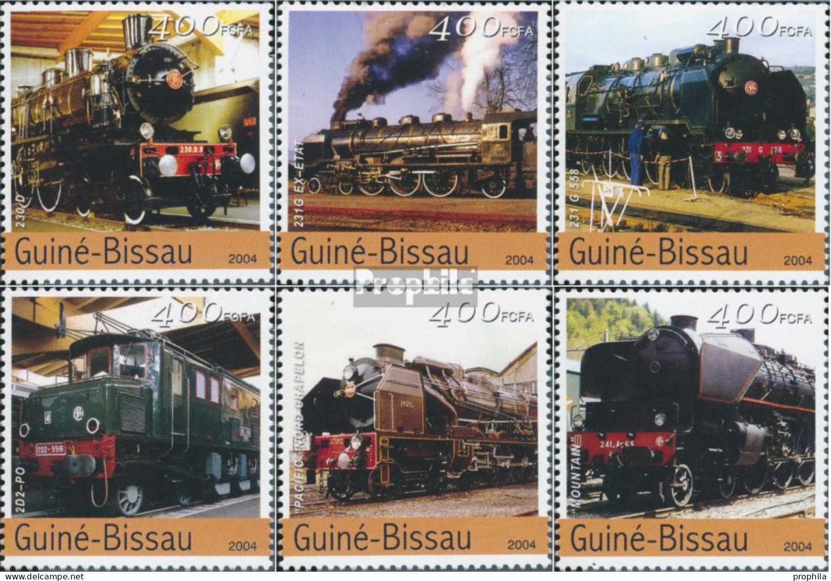 Guinea-Bissau 2741-2746 (kompl. Ausgabe) Postfrisch 2004 Lokomotiven Aus Aller Welt - Guinée-Bissau