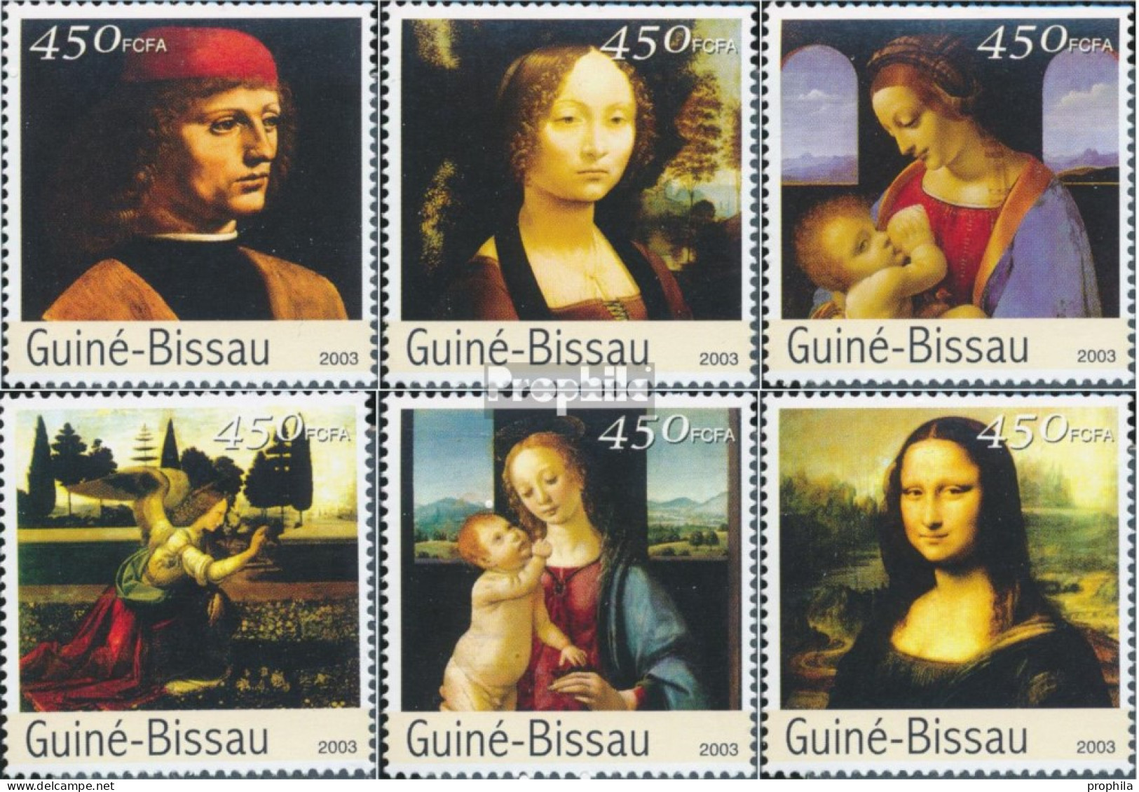 Guinea-Bissau 2531-2536 (kompl. Ausgabe) Postfrisch 2003 Gemälde Von Leonardo Da Vinci - Guinée-Bissau