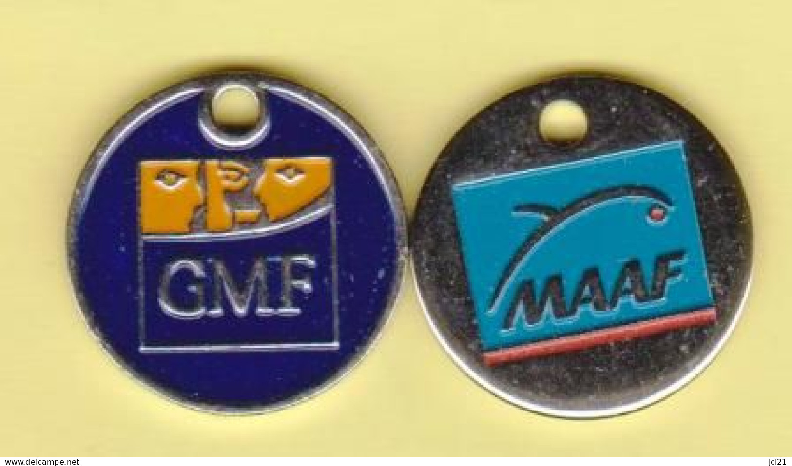 Lot De 2 Jetons De Caddie " GMF Et MAAF " (Assurances)_Je373 - Einkaufswagen-Chips (EKW)