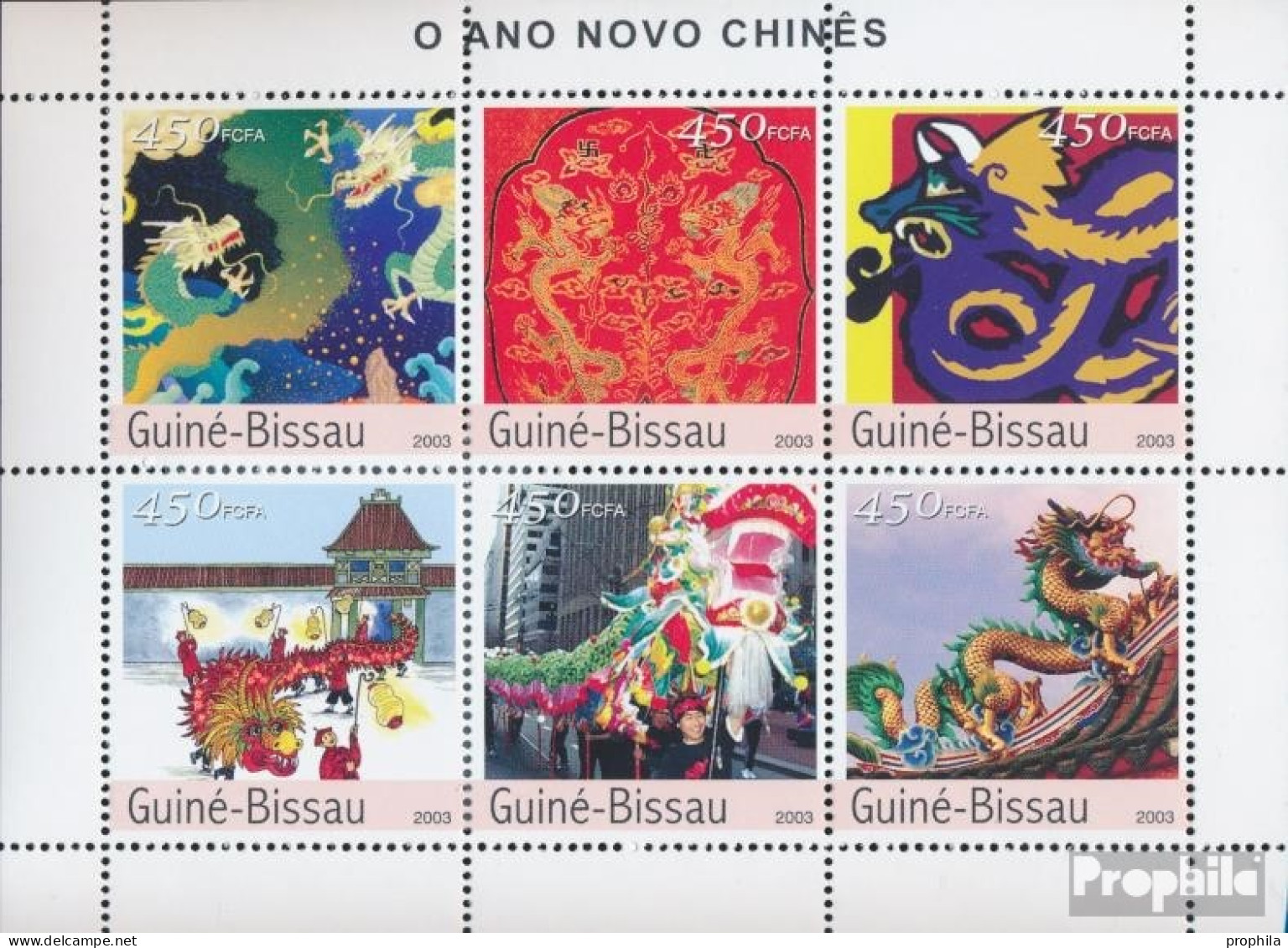 Guinea-Bissau 2369-2374 Kleinbogen (kompl. Ausgabe) Postfrisch 2003 Chinesisches Neujahr - Guinée-Bissau