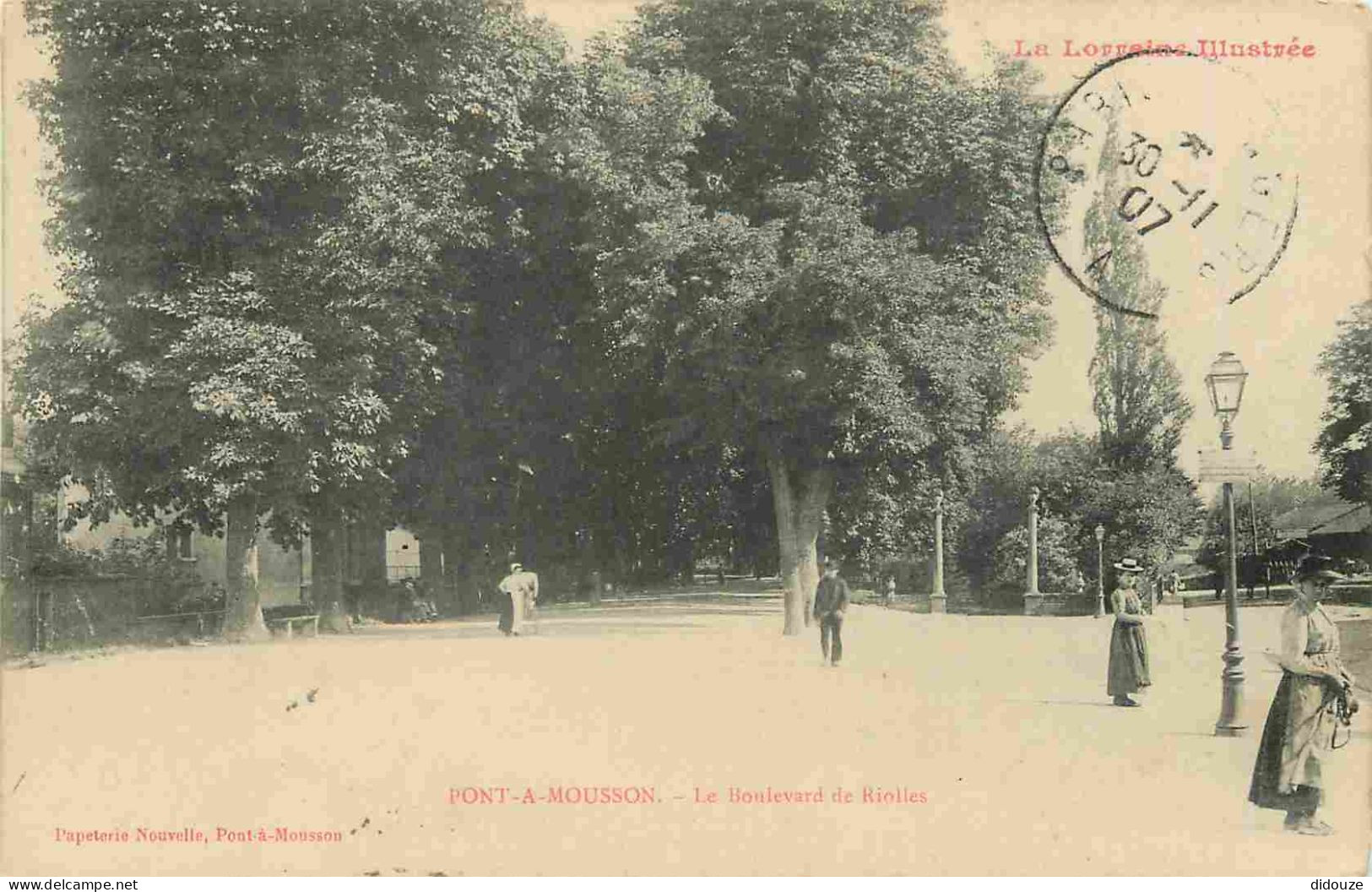 54 - Pont à Mousson - Le Boulevard De Riolles - Animée - CPA - Oblitération Ronde De 1907 - Voir Scans Recto-Verso - Pont A Mousson