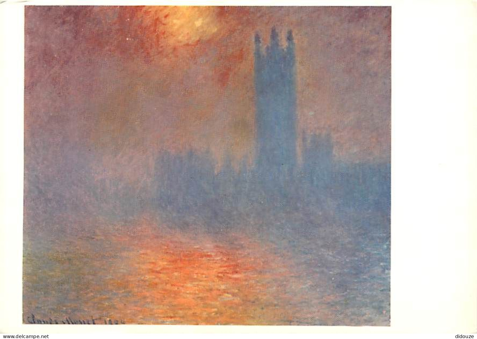 Art - Peinture - Claude Monet - Soleil Perçant à Travers Le Brouillard. 1904 - The Houses Of Parliamenf : The Sun Coming - Paintings