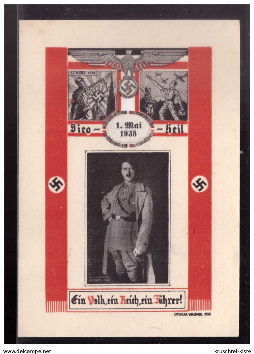 Dt- Reich (W00175) Propagandakarte Ein Volk, Ein Reich, Ein Führer, Sieg Heil, 1.5.1938, Ungebraucht - Matériel