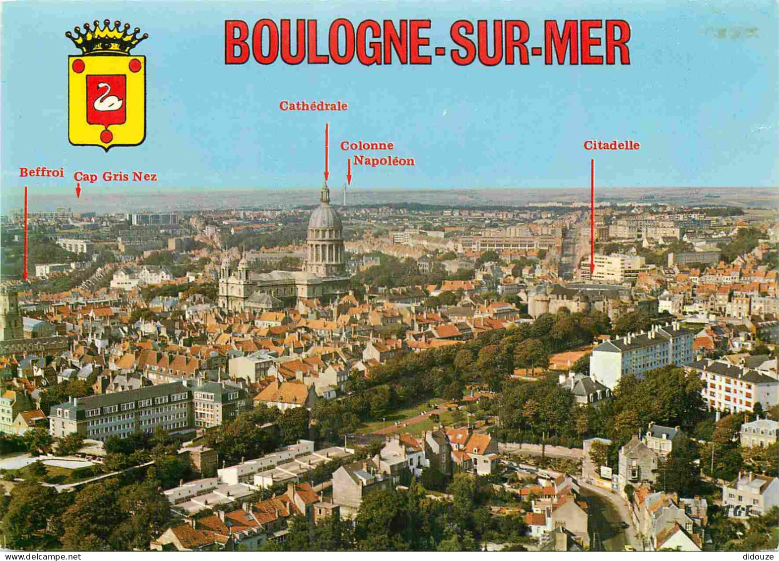 62 - Boulogne Sur Mer - Vue Générale Aérienne Sur La Ville Haute - Blasons - CPM - Voir Scans Recto-Verso - Boulogne Sur Mer