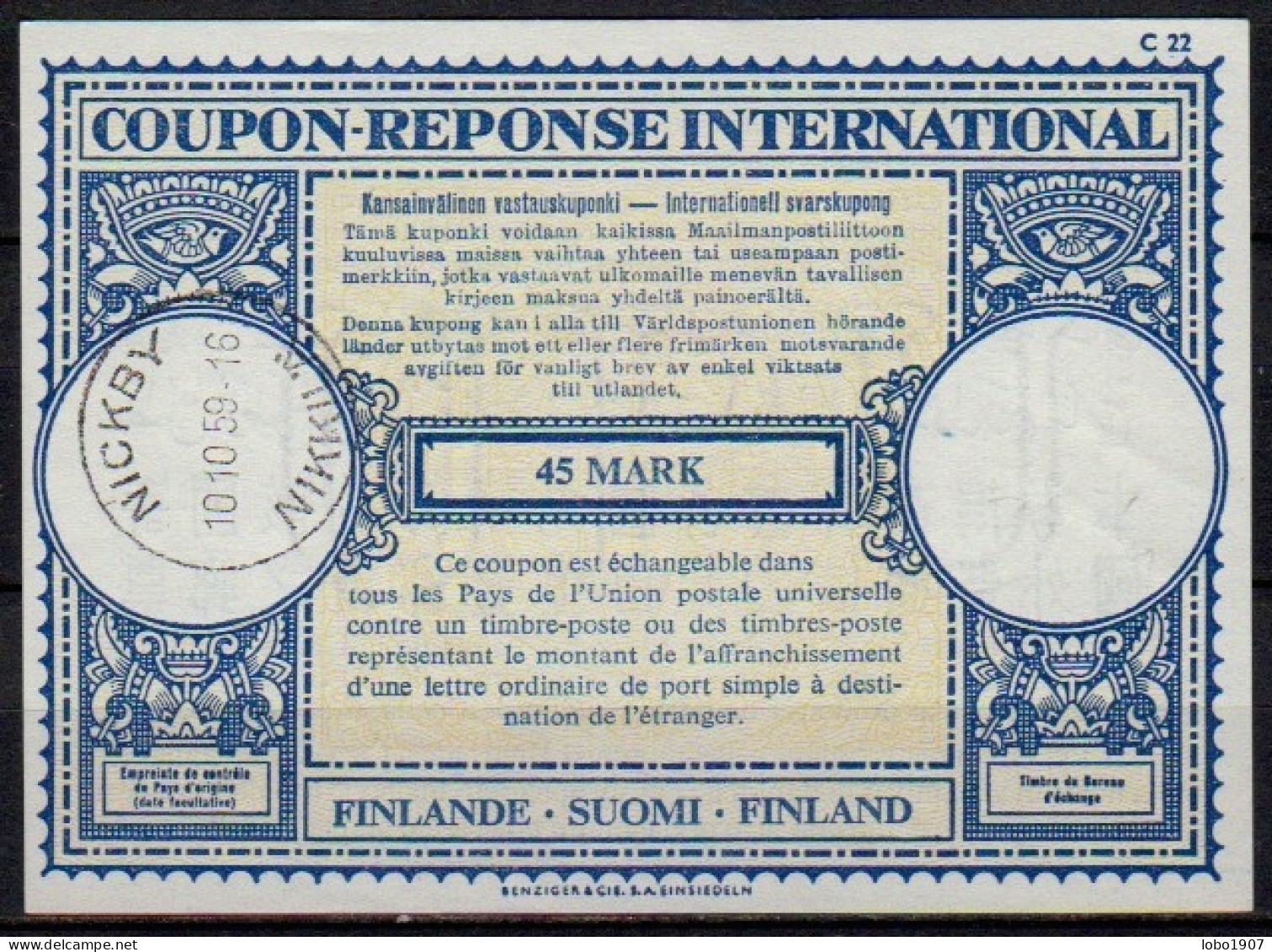 FINLAND and ALAND Collection 19 International Reply Coupon Reponse Cupon Respuesta IRC IAS see list / scans of most IRC