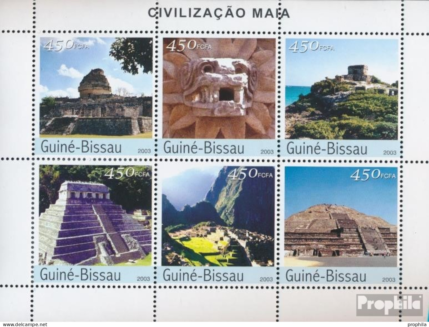 Guinea-Bissau 2206-2211 Kleinbogen (kompl. Ausgabe) Postfrisch 2003 Zivilisation Der Maya - Guinée-Bissau