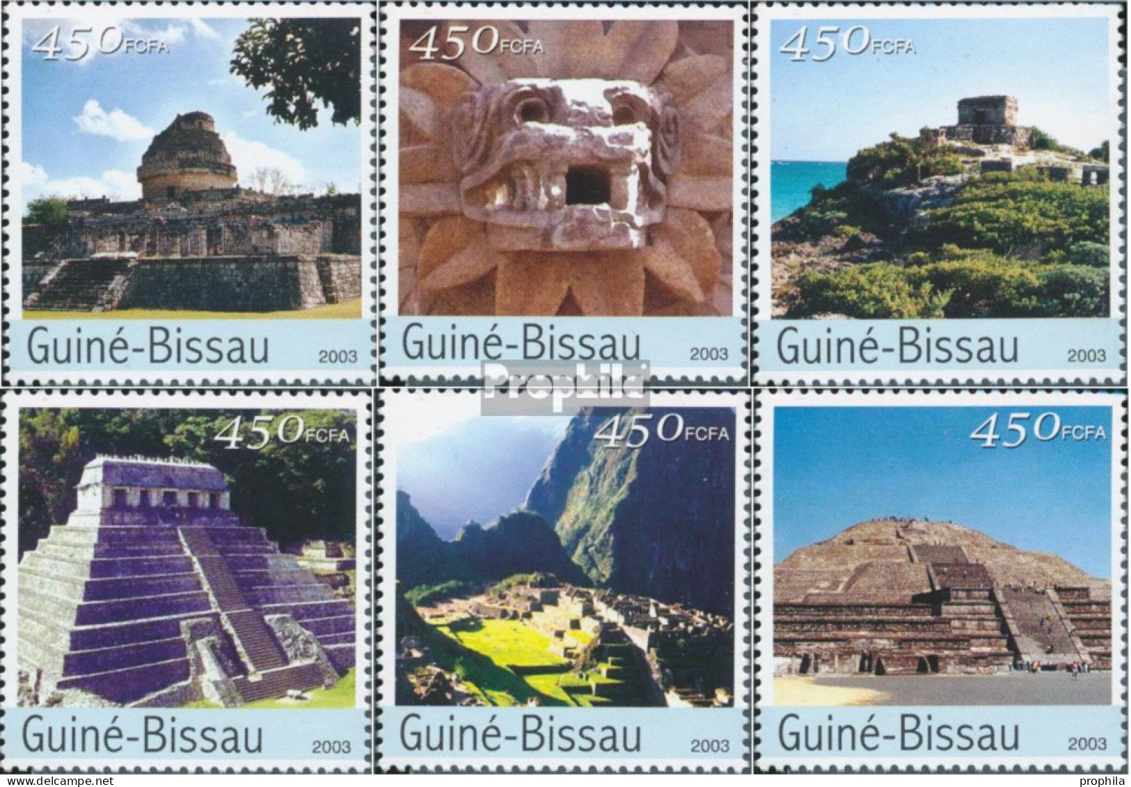 Guinea-Bissau 2206-2211 (kompl. Ausgabe) Postfrisch 2003 Zivilisation Der Maya - Guinée-Bissau