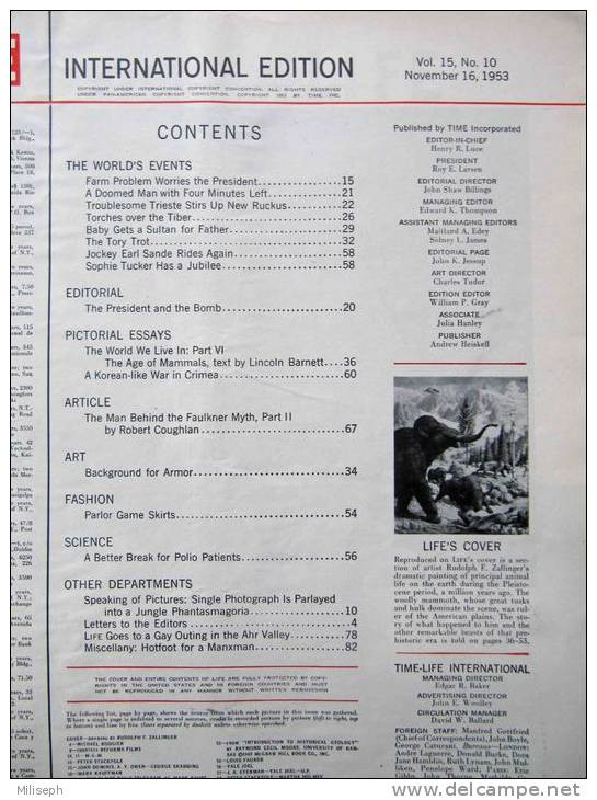 Magazine LIFE -  NOVEMBER 16 , 1953 - INTERNATIONAL EDITION -  Voitures RENAULT Frégate , STUDEBAKER ,      (3011) - Novità/ Affari In Corso