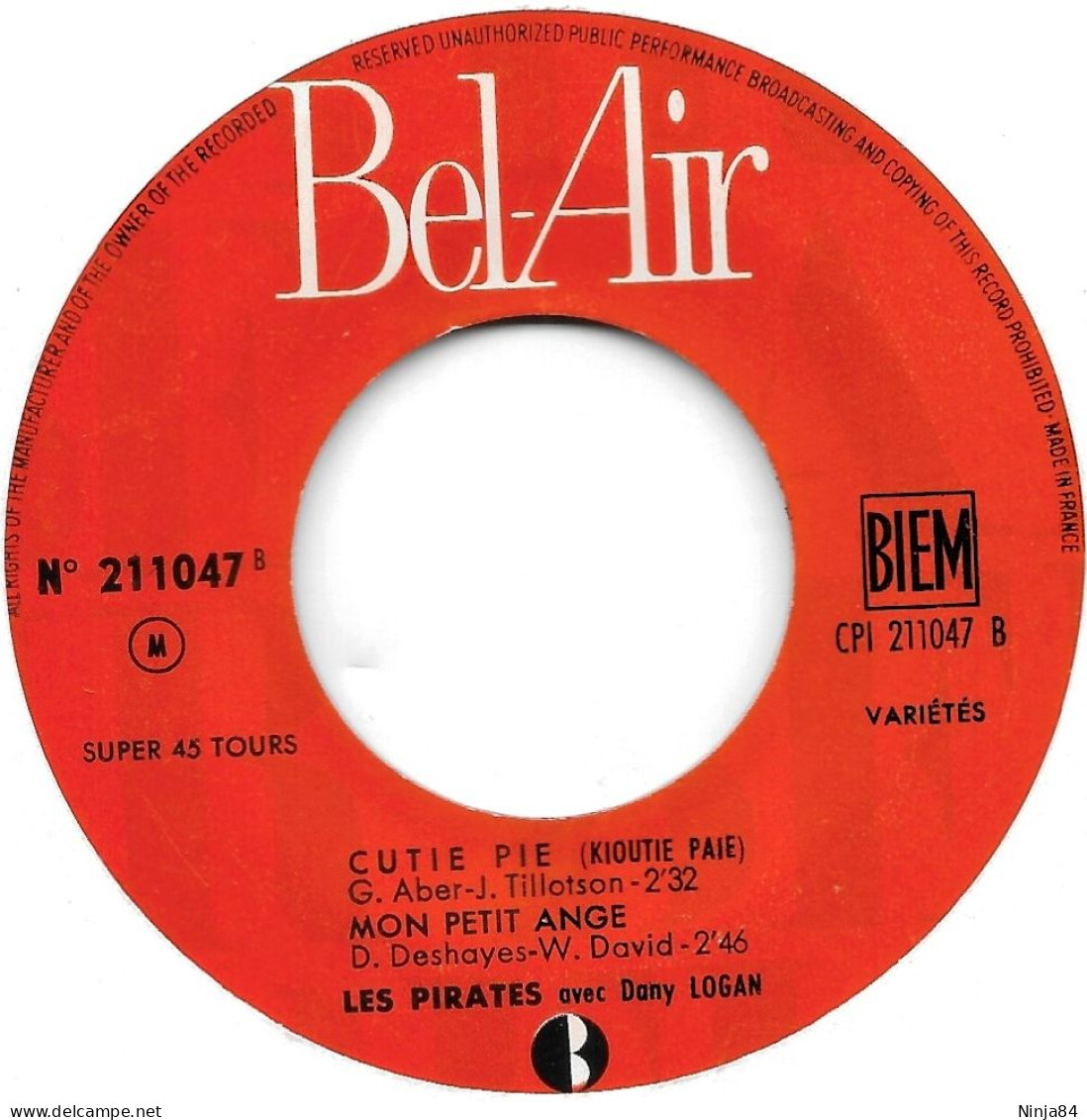 EP 45 RPM (7") Les Pirates " Cutie Pie  " - Autres - Musique Française