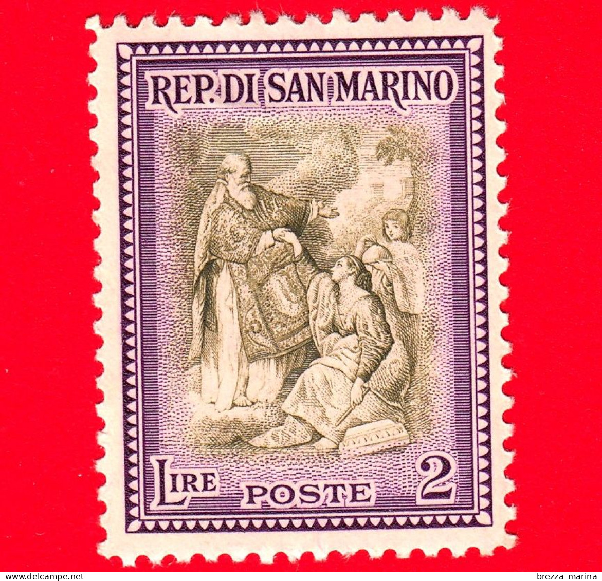 Nuovo - ML - SAN MARINO - 1947 - Ricostruzione Alberoniana - San Marino Rialza La Repubblica, Opera Di P.Batoni - 2 - Ungebraucht