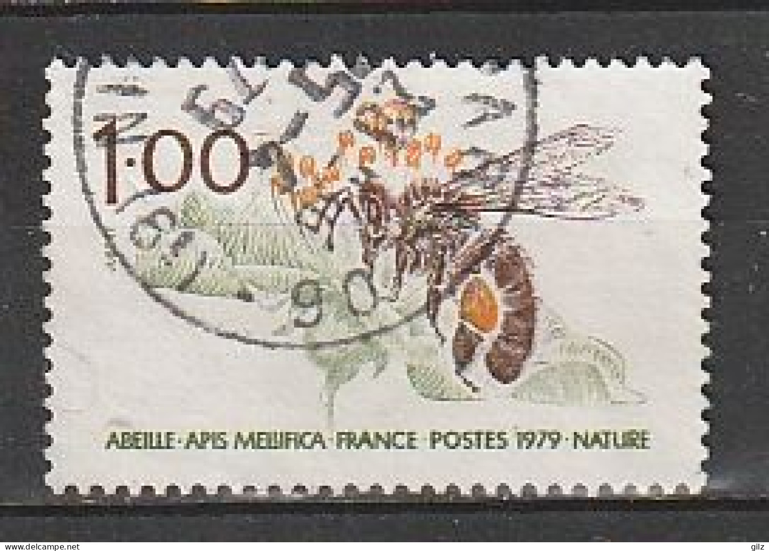 Protection De La Nature - L'Abeille (Apis Mellifica) - 1f. - Yt 2039 - Sépia, Olive Et Ocre - Oblitéré - Année 1979 - - Oblitérés