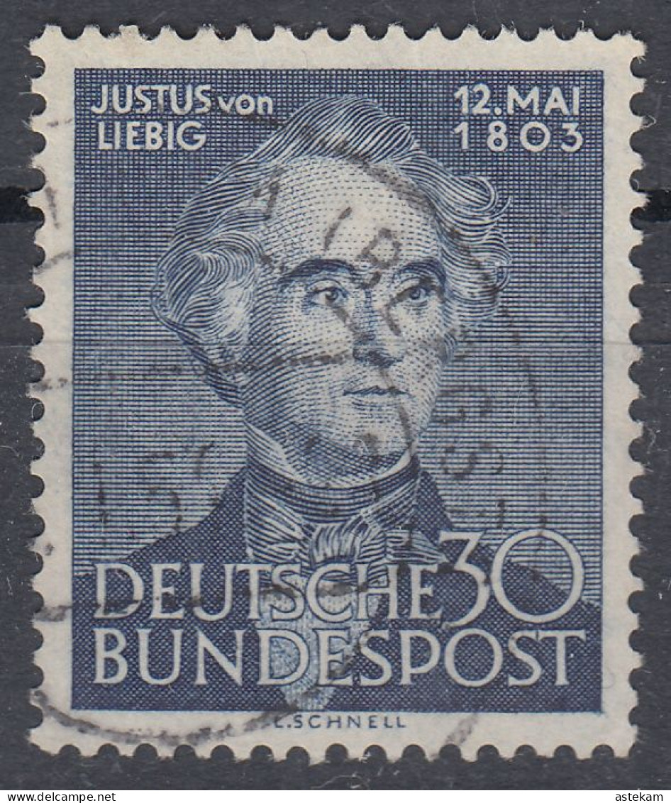 GERMANY 1953, JUSTUS Von LIEBIG (1803-1873), COMPLETE USED SERIES With GOOD QUALITY - Oblitérés